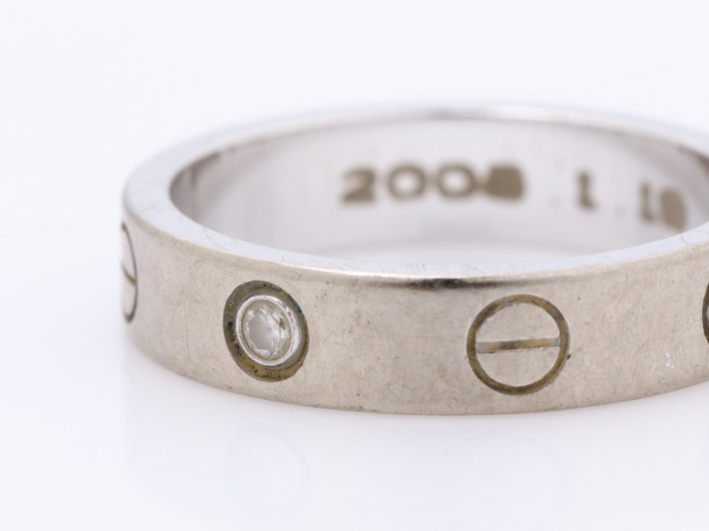 Love Series (Precious Metal) Ring, Mini Love, 750WG, Diamond, 4.5g, Size #49 — view 3