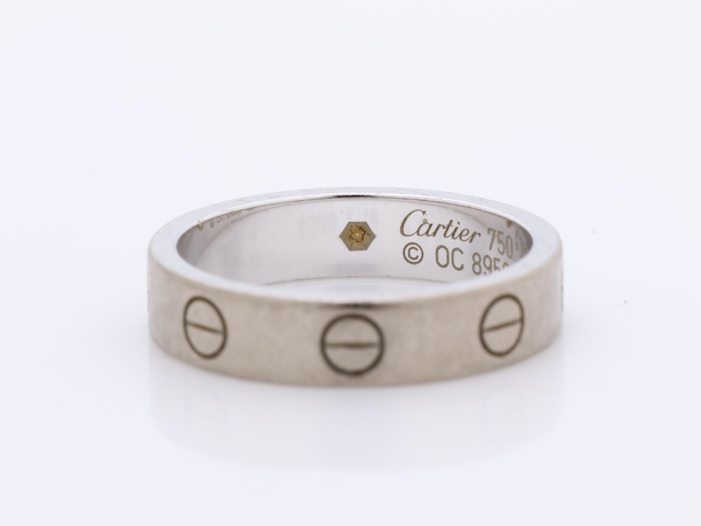 Love Series (Precious Metal) Ring, Mini Love, 750WG, Diamond, 4.5g, Size #49 — view 4
