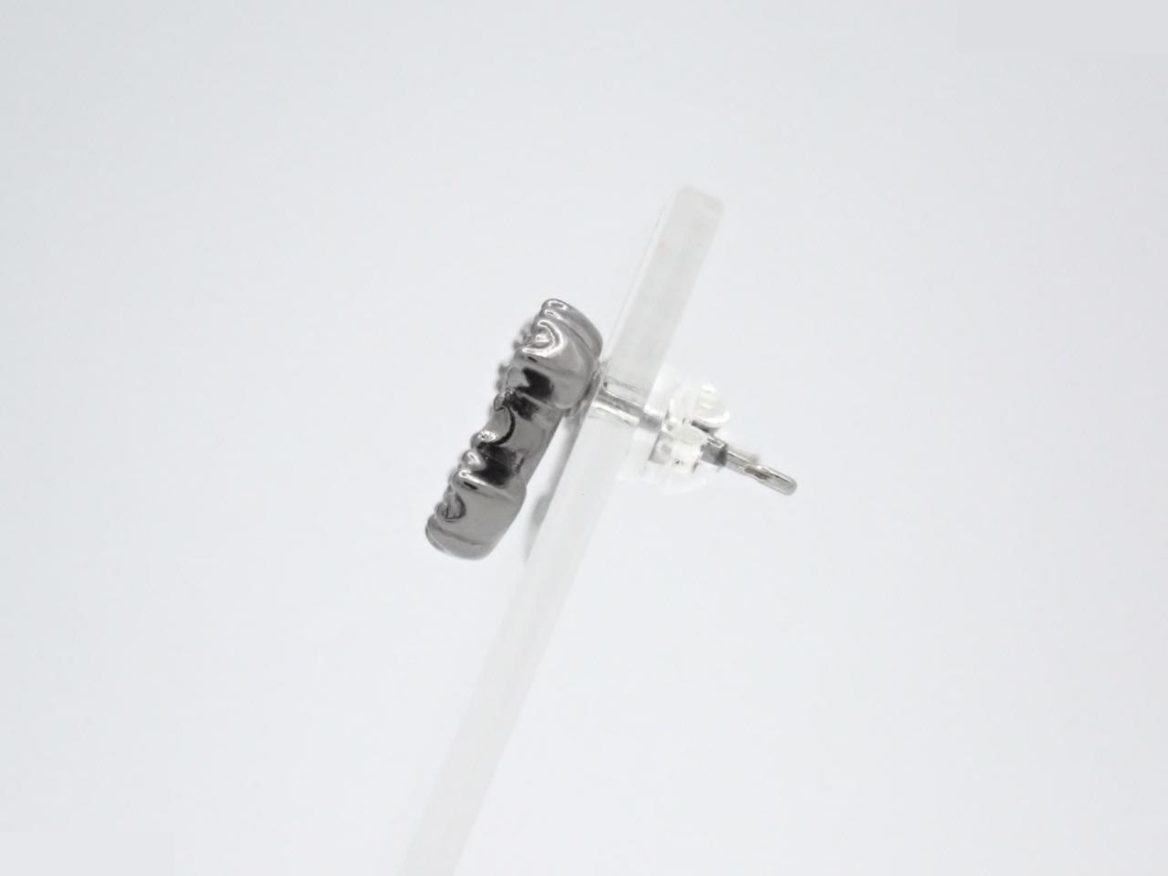 earrings, gunmetal, Coco Mark, stone, A17K gold, 1.5cm wide. — view 3