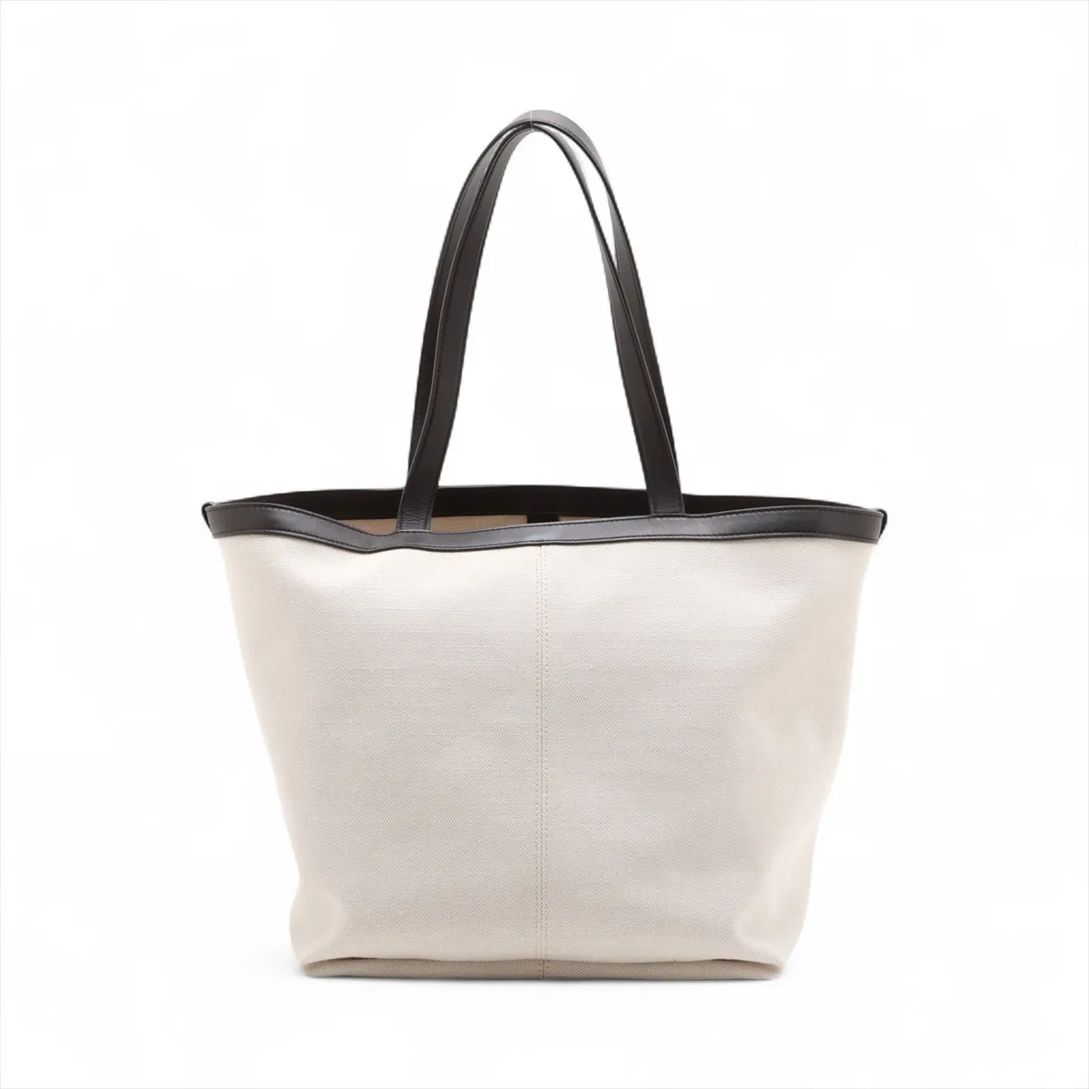 Flip Flap Canvas x Leather Tote Bag White x Brown — view 2