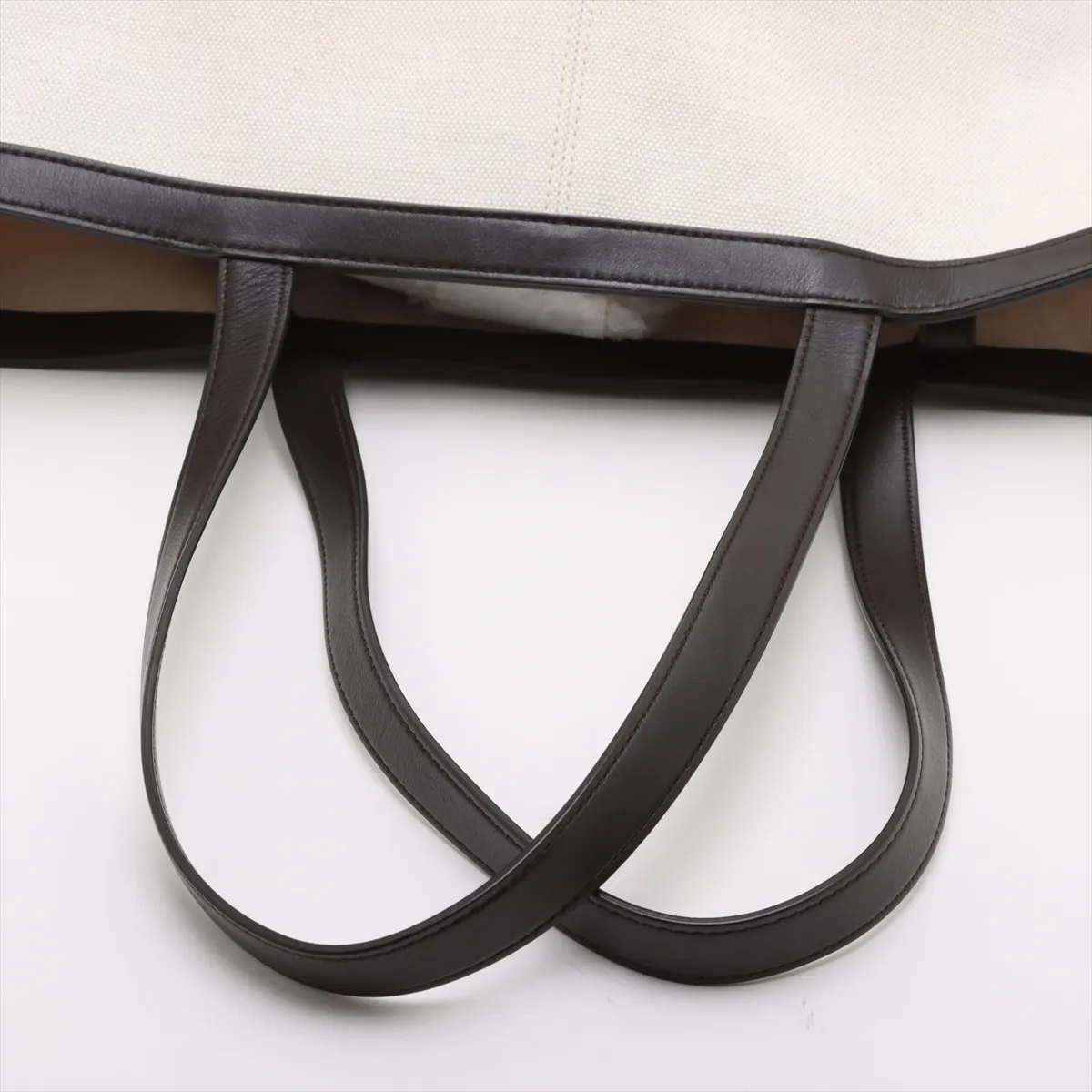 Flip Flap Canvas x Leather Tote Bag White x Brown — view 6
