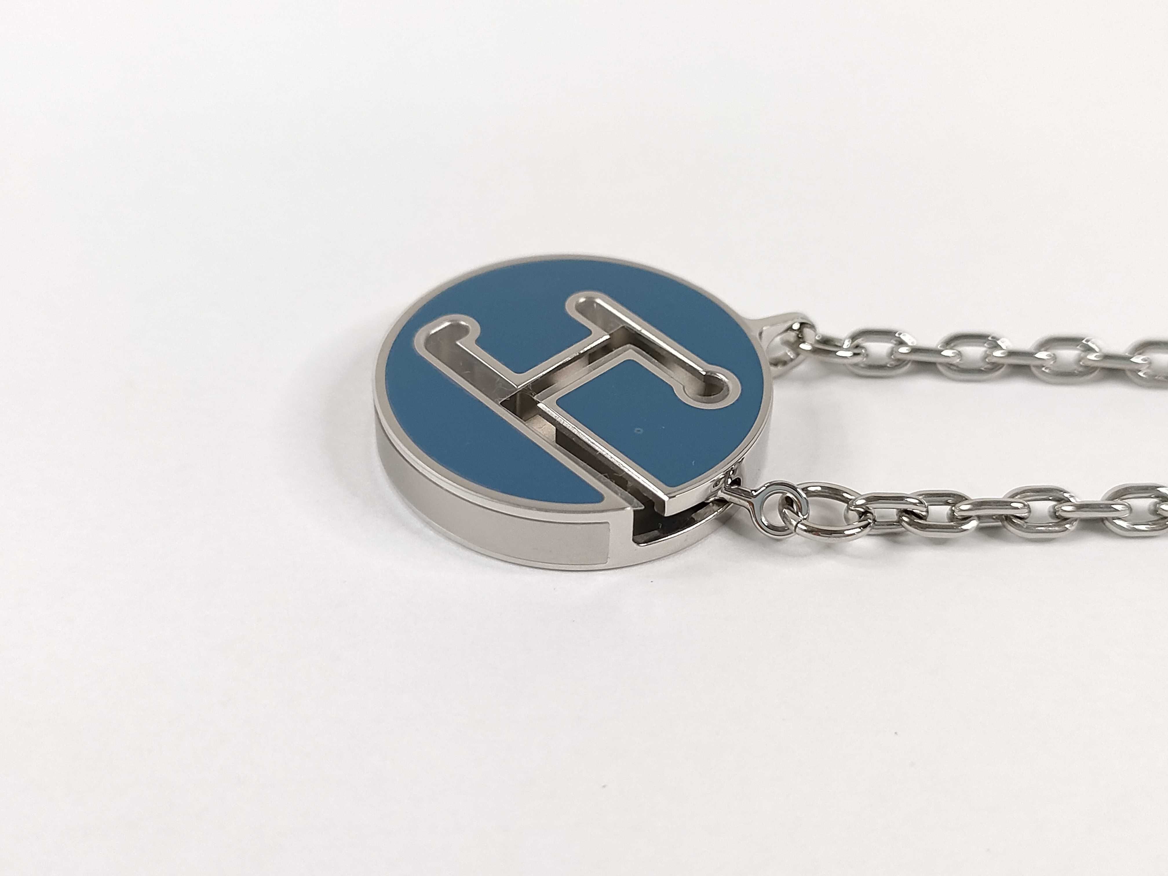 Labyrinth Necklace, Blue Tone Petite x Matte Silver Hardware, Hermes, Unused Necklace — view 2
