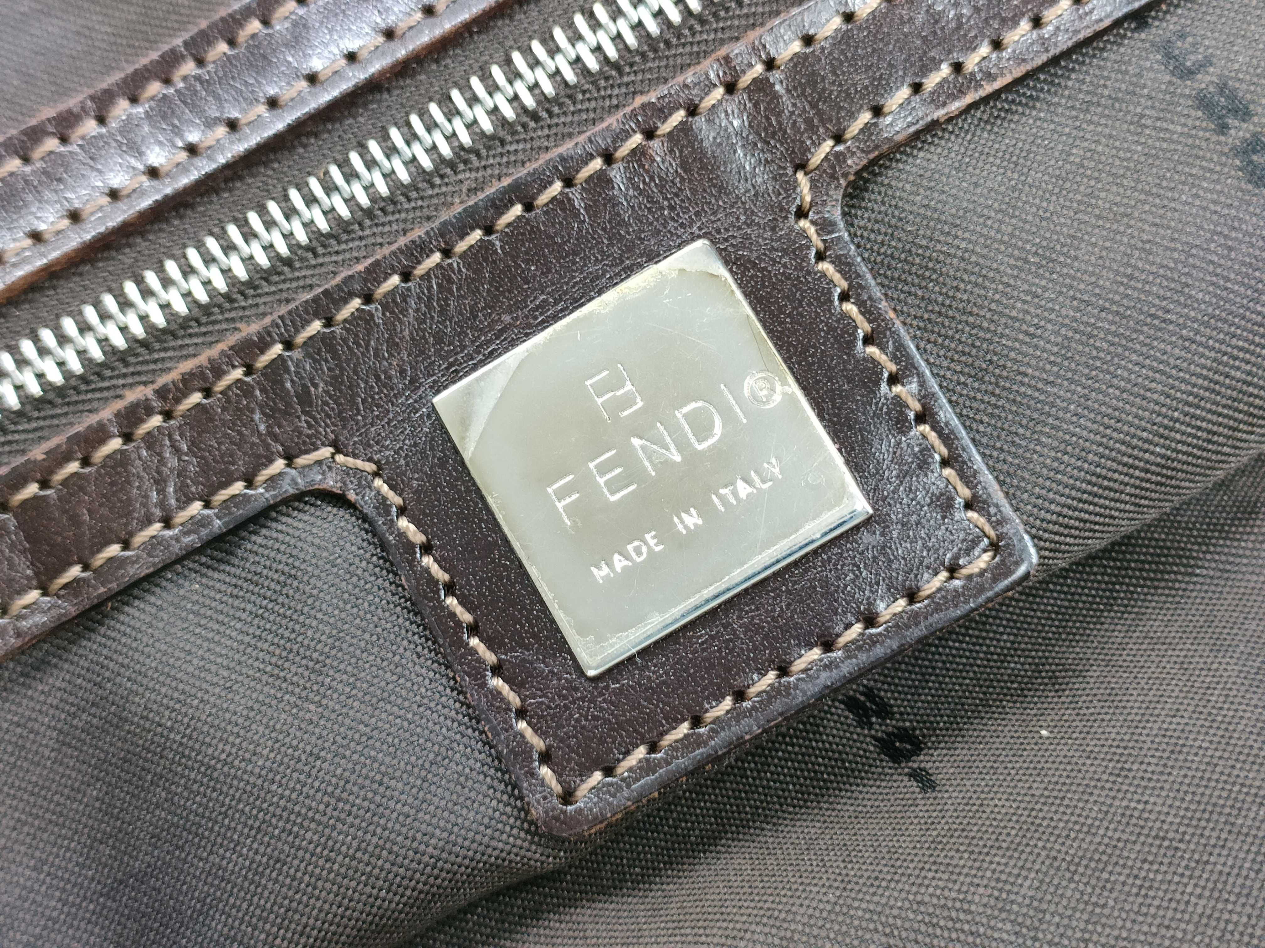 Zucca pattern tote bag, canvas x leather, beige x brown tote bag — view 10