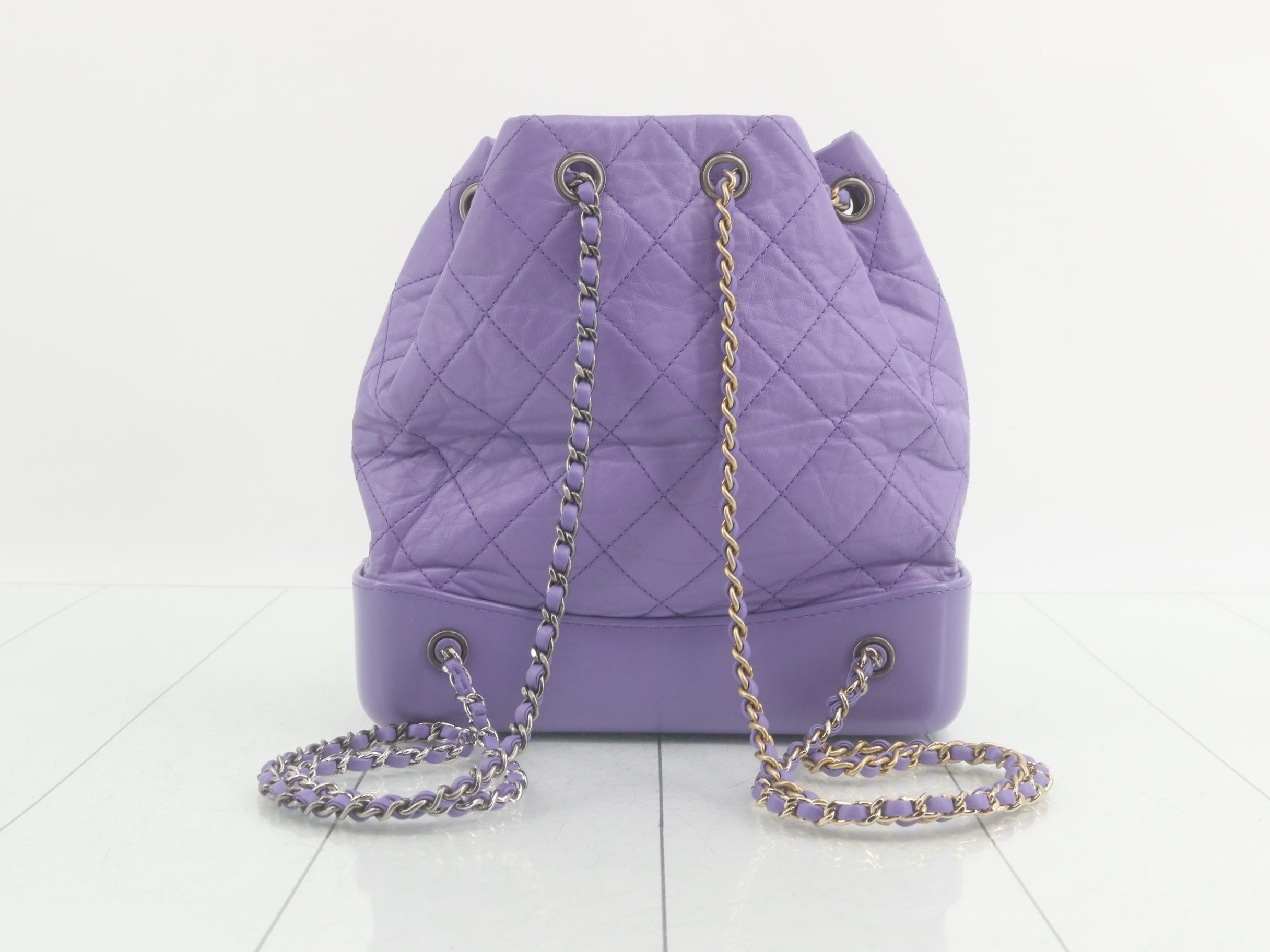 Leather purple drawstring bag backpack — view 2