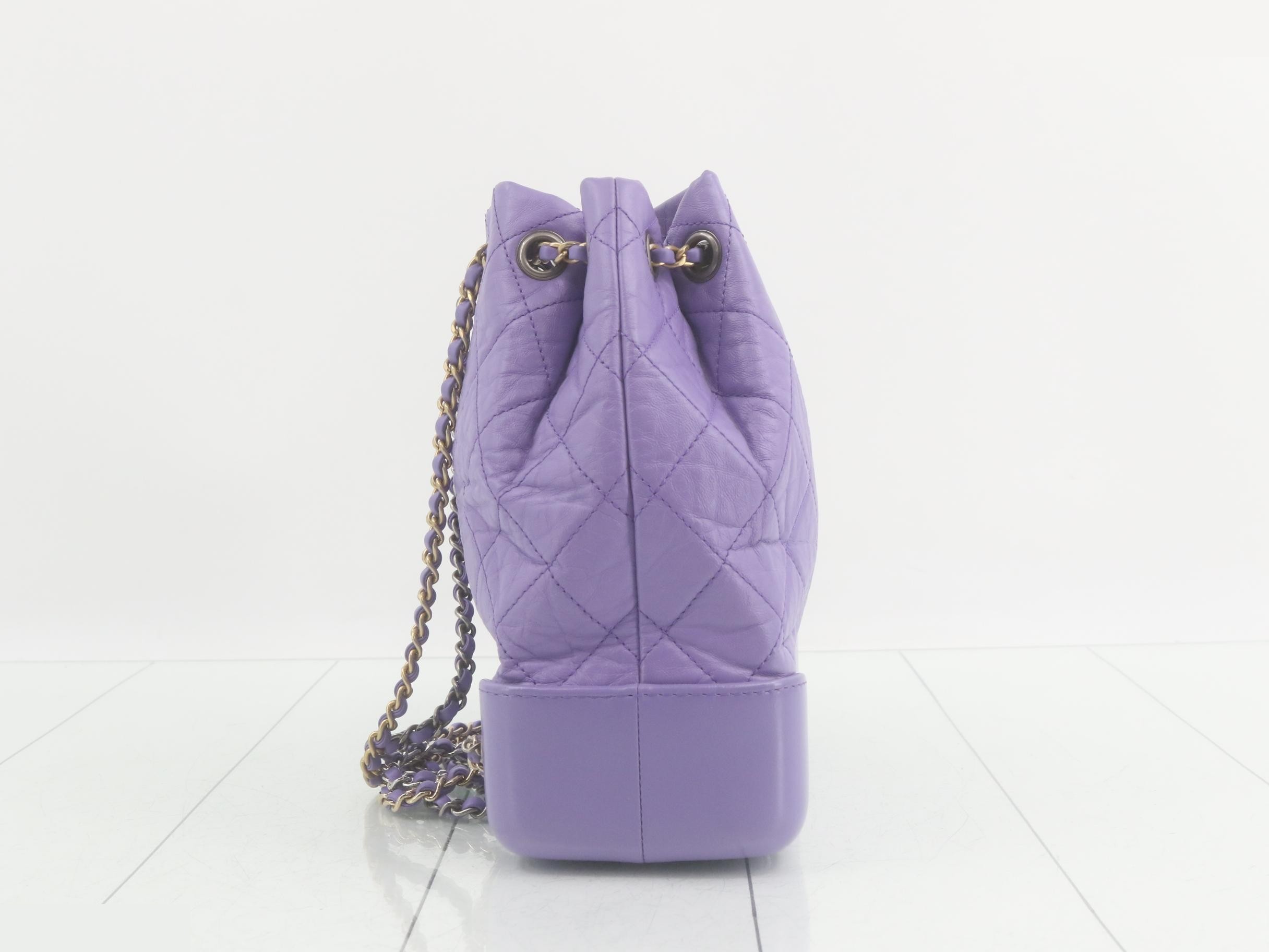 Leather purple drawstring bag backpack — view 4