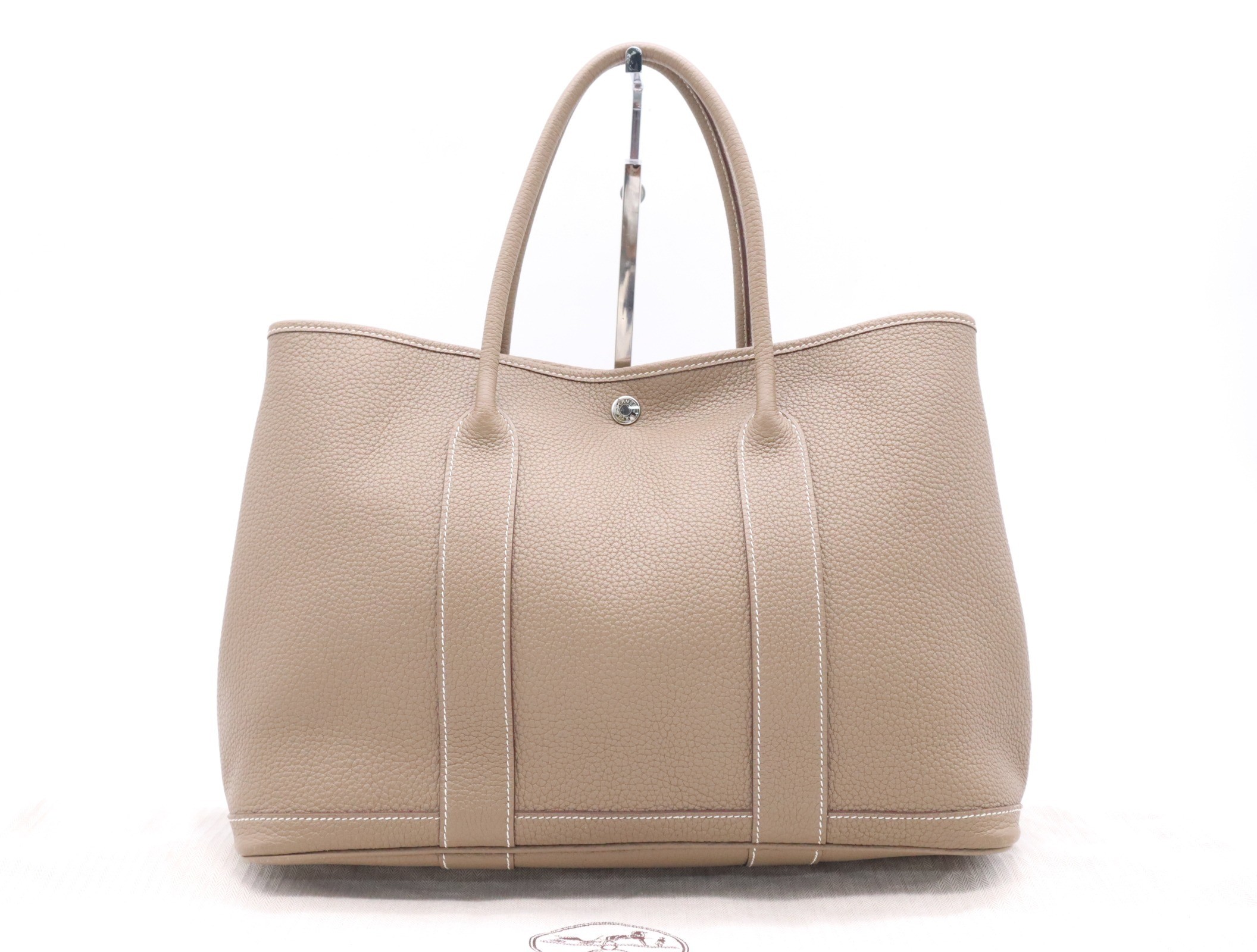 Leather Garden Party MM Etoupe SV metal fittings with storage bag R stamp 2014