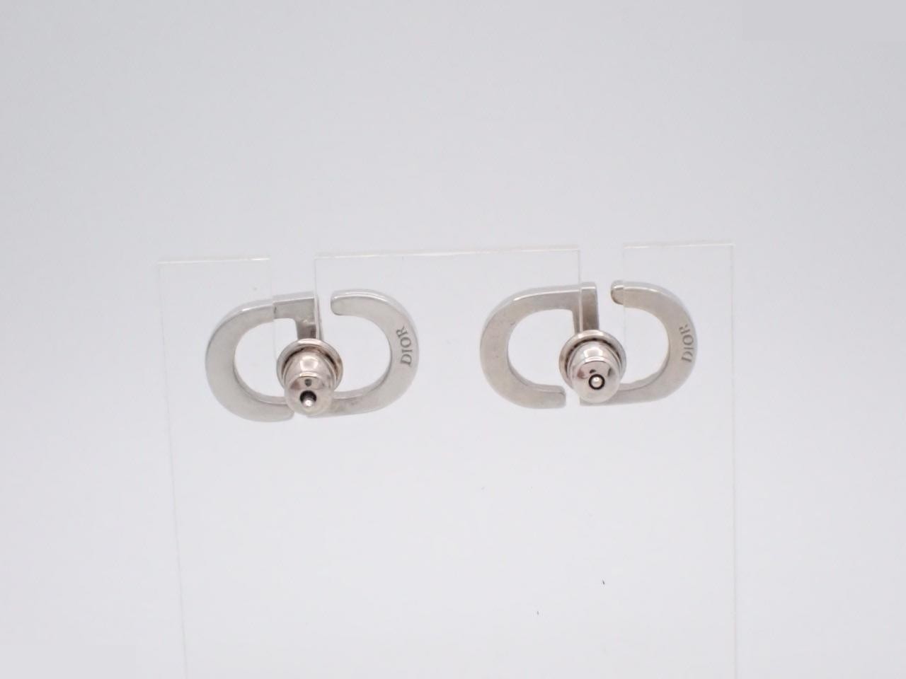 Earrings, small CD design, silver, rhinestones — view 2