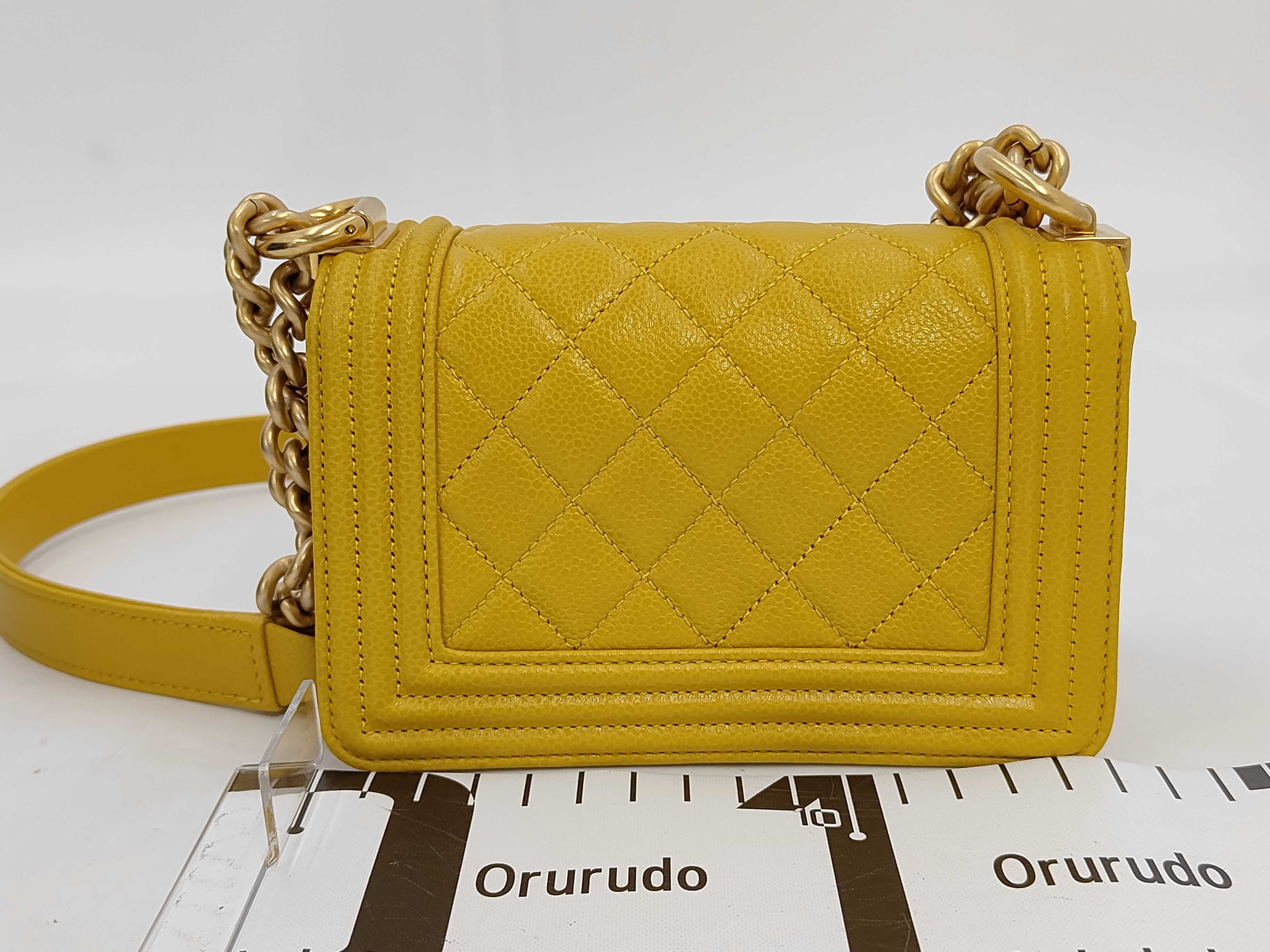 Boy Chanel Chain Wallet, Yellow Caviar Leather, Gold Hardware, Shoulder Bag — view 2