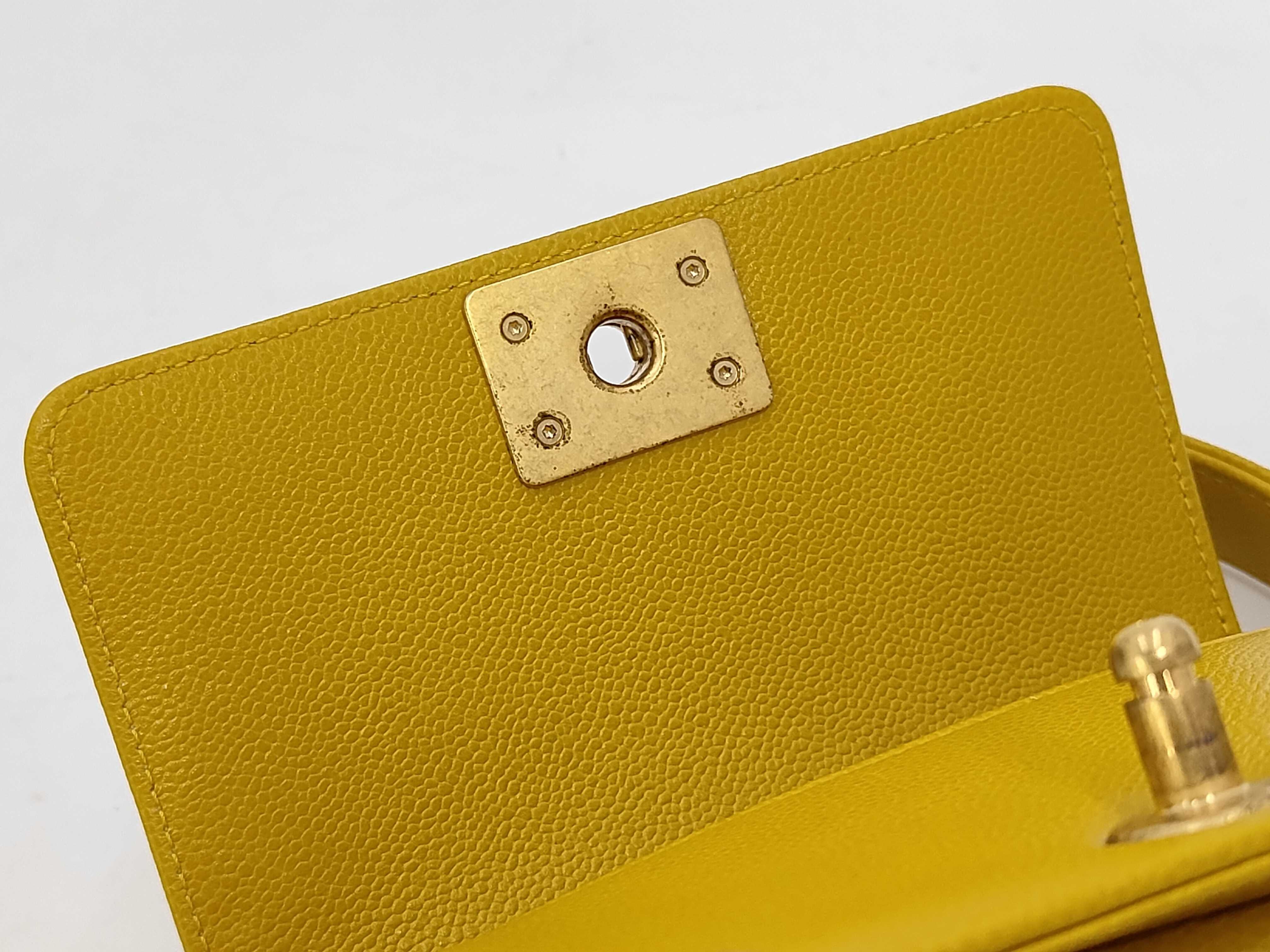 Boy Chanel Chain Wallet, Yellow Caviar Leather, Gold Hardware, Shoulder Bag — view 11