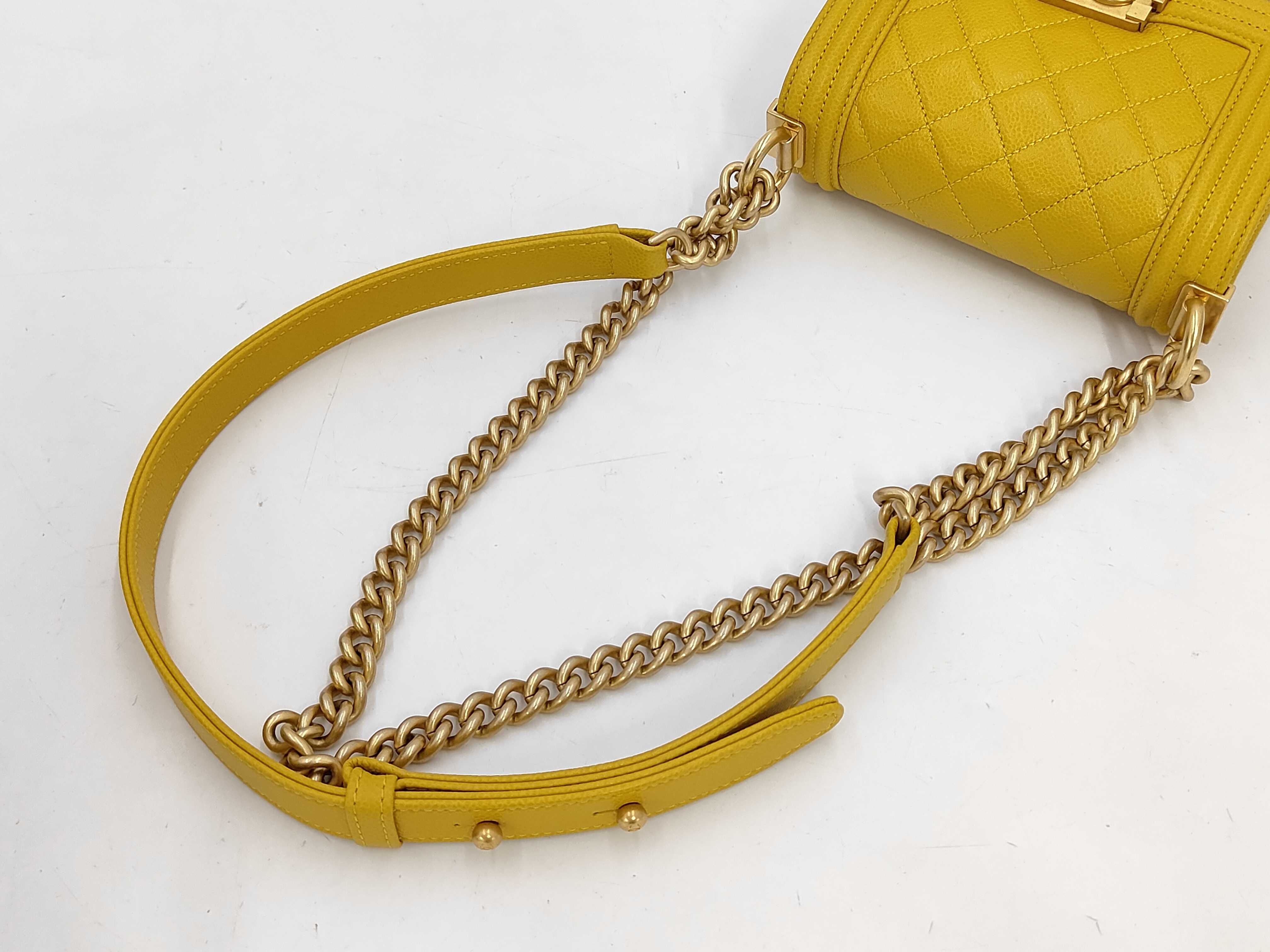Boy Chanel Chain Wallet, Yellow Caviar Leather, Gold Hardware, Shoulder Bag — view 5