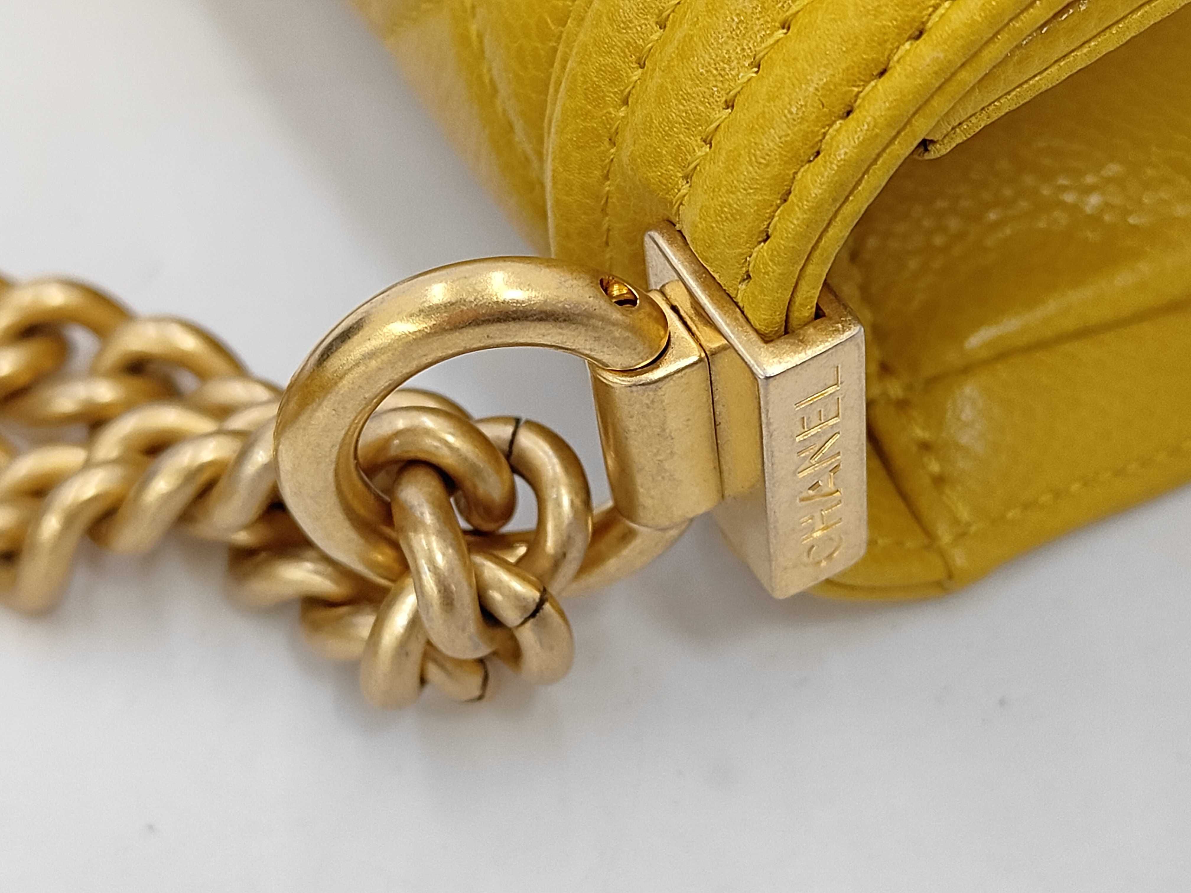 Boy Chanel Chain Wallet, Yellow Caviar Leather, Gold Hardware, Shoulder Bag — view 7