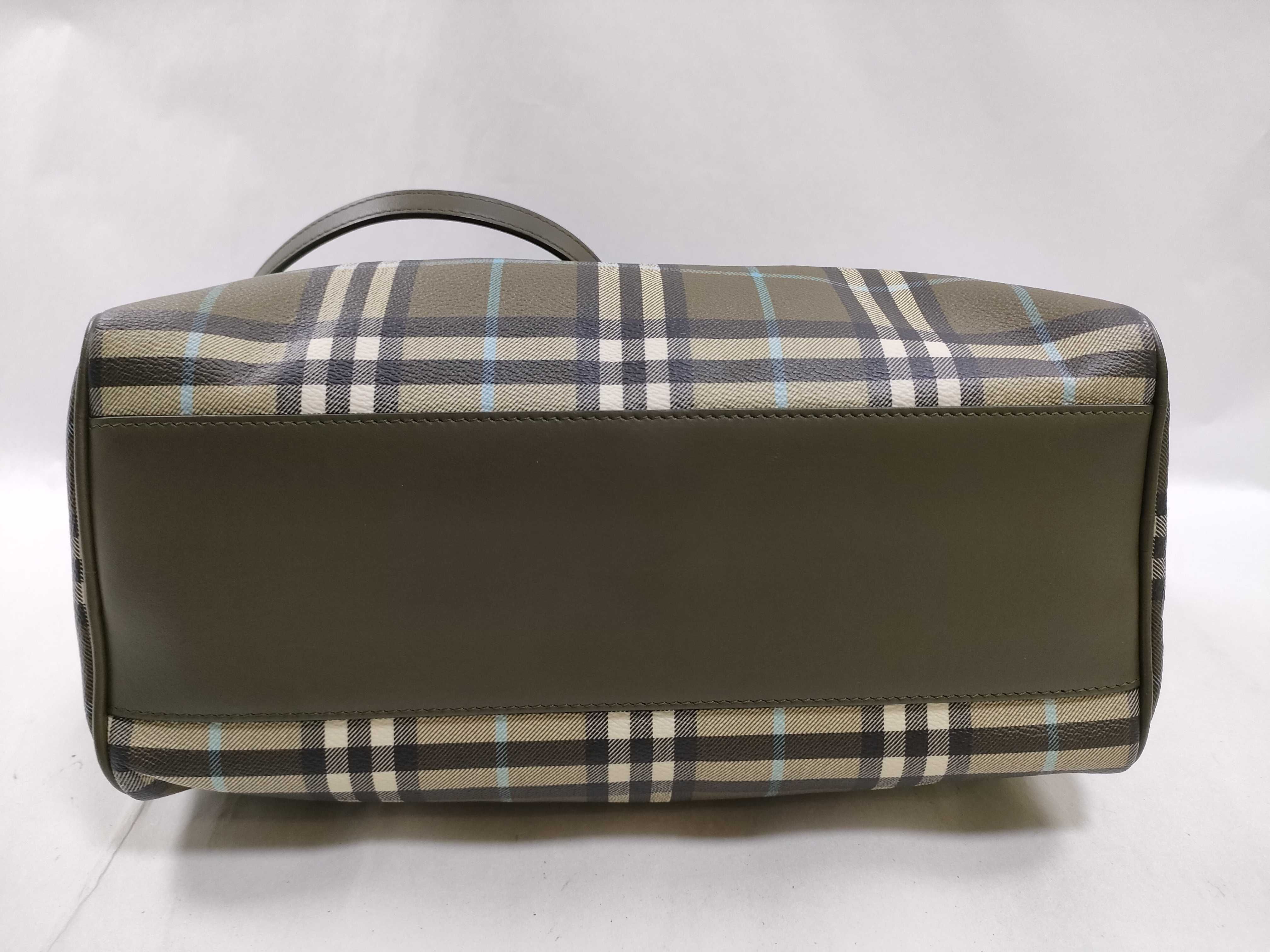 PH- Leather Check Bowling Bag Green Handbag — view 11