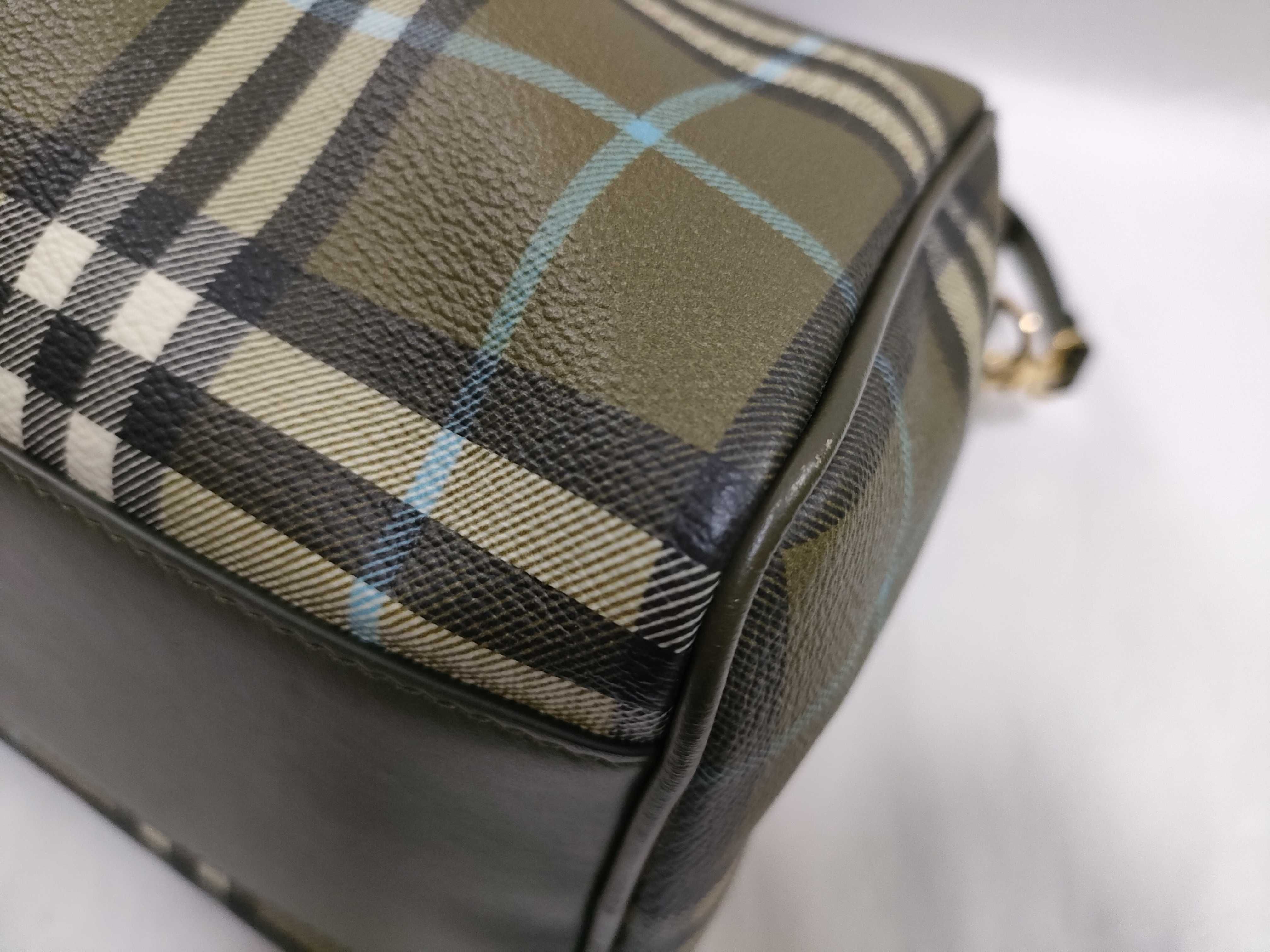 PH- Leather Check Bowling Bag Green Handbag — view 10