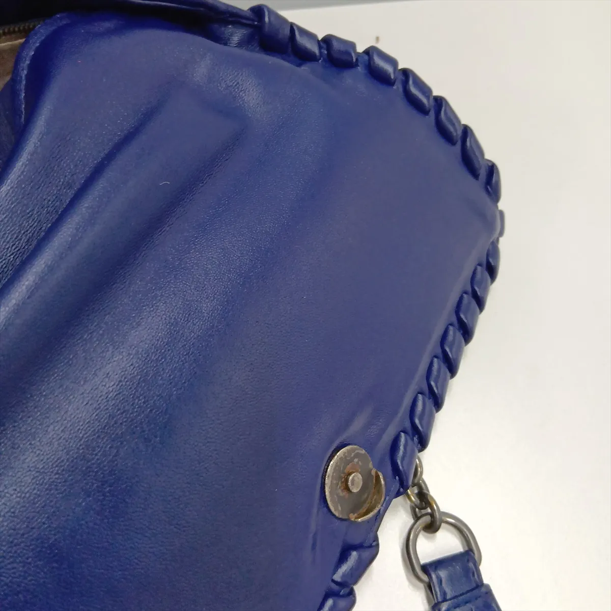 Intrecciato Olympian Chain Shoulder Bag, Blue — view 14