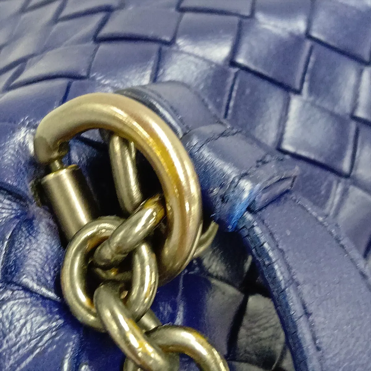 Intrecciato Olympian Chain Shoulder Bag, Blue — view 15