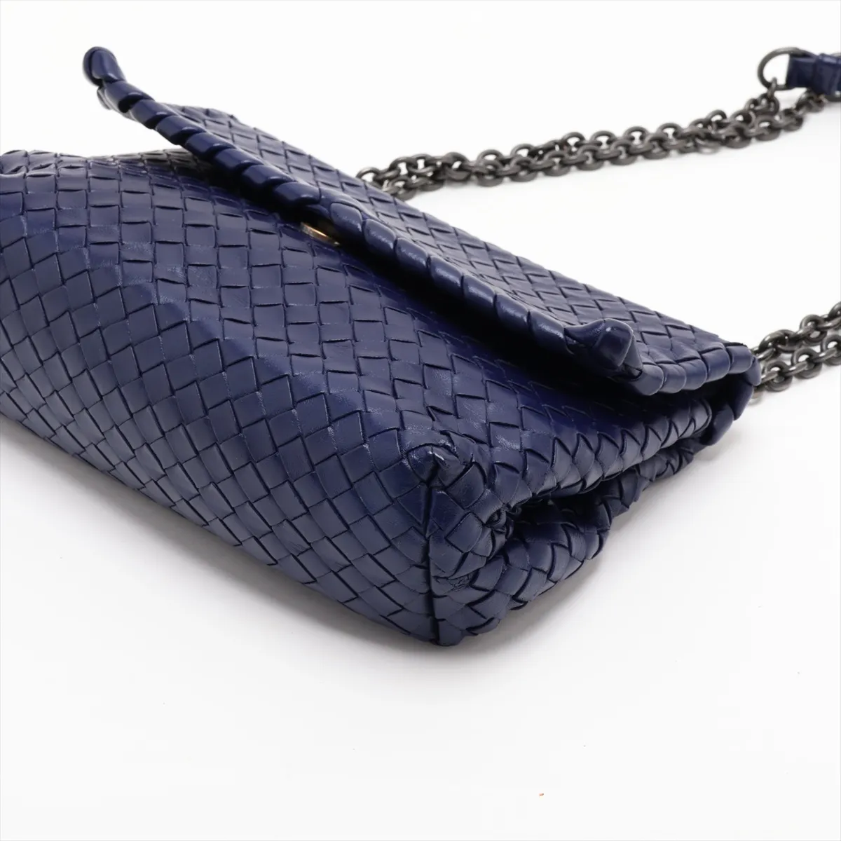 Intrecciato Olympian Chain Shoulder Bag, Blue — view 3