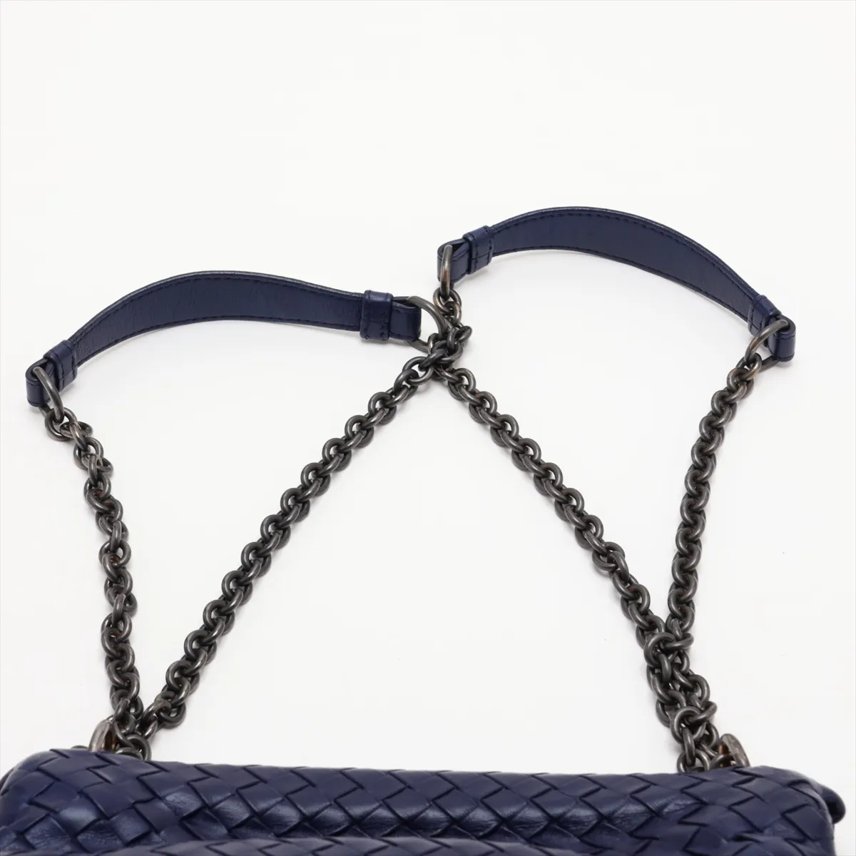 Intrecciato Olympian Chain Shoulder Bag, Blue — view 6