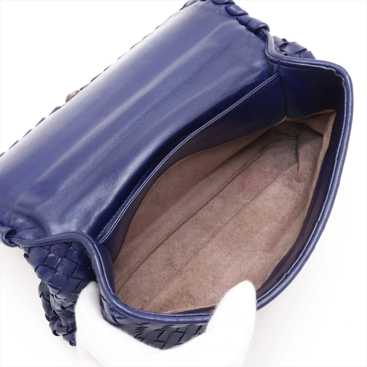 Intrecciato Olympian Chain Shoulder Bag, Blue — view 7