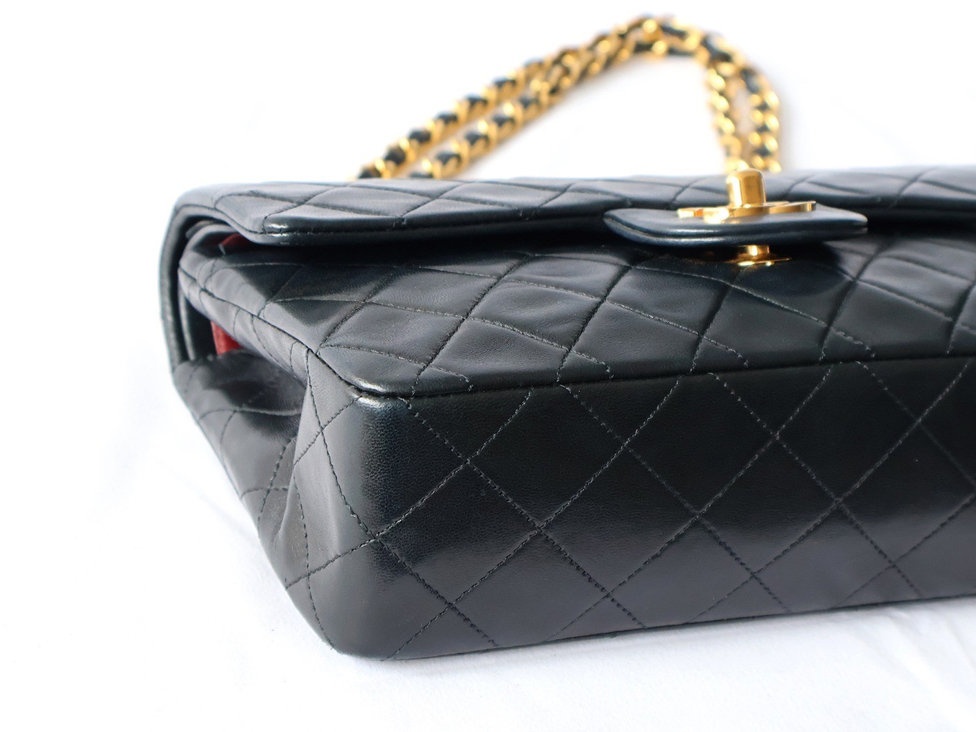 Matelassé 23 Lambskin Double Flap Double Chain Shoulder Bag, Black — view 3