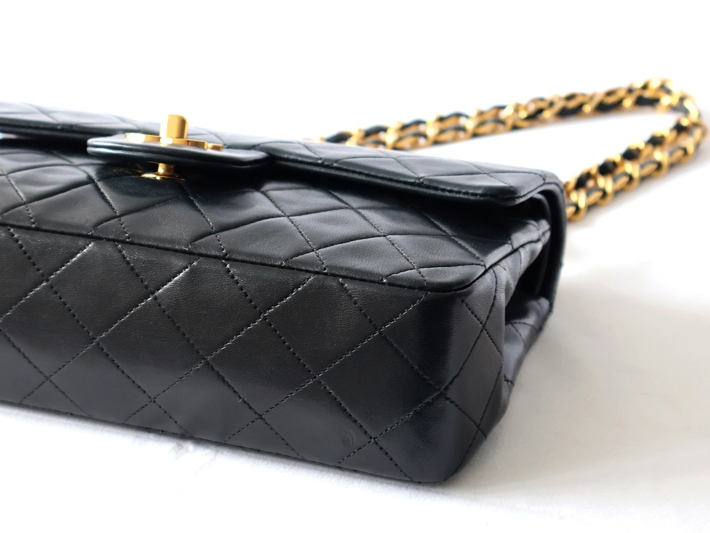 Matelassé 23 Lambskin Double Flap Double Chain Shoulder Bag, Black — view 4