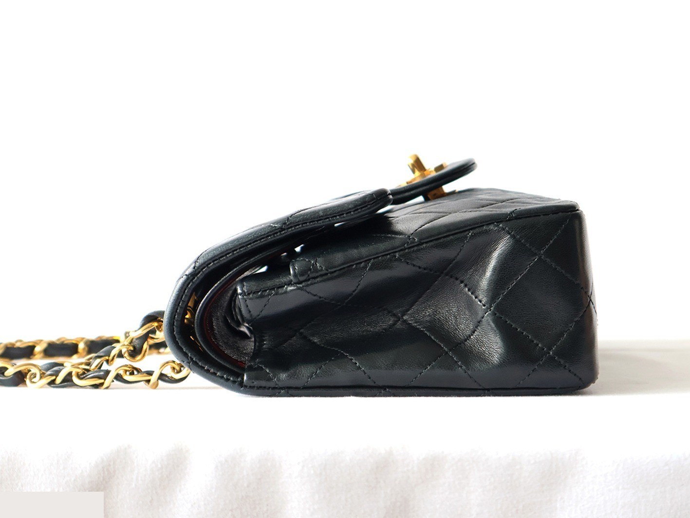Matelassé 23 Lambskin Double Flap Double Chain Shoulder Bag, Black — view 6
