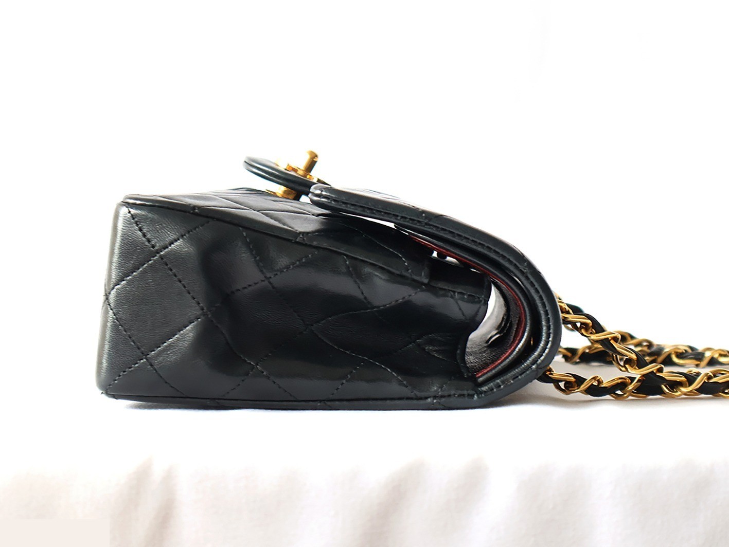 Matelassé 23 Lambskin Double Flap Double Chain Shoulder Bag, Black — view 7