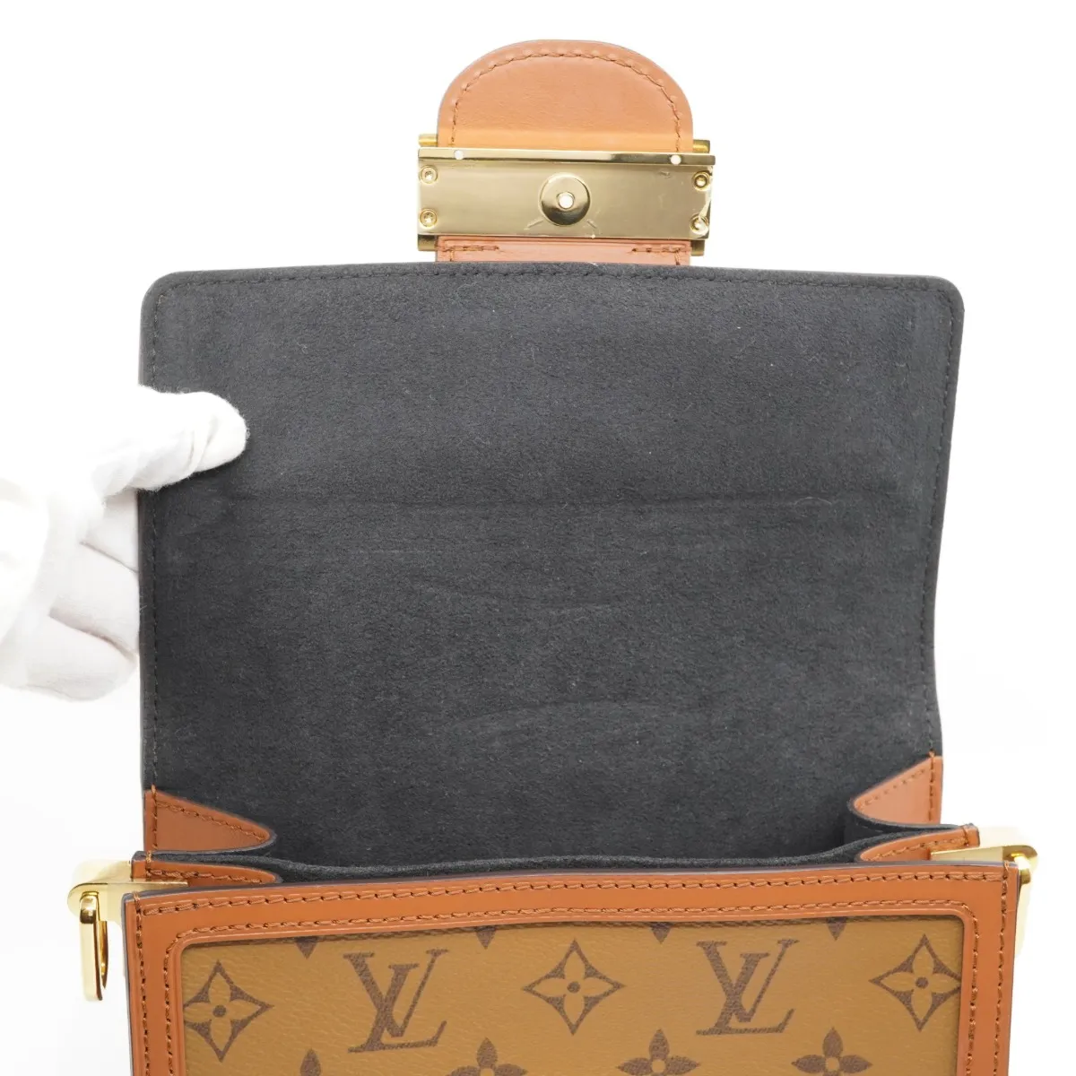 Monogram x Monogram Reverse Dauphine MINI M45959 RFID detected Brown Shoulder Bag Gold Hardware Odor — view 6