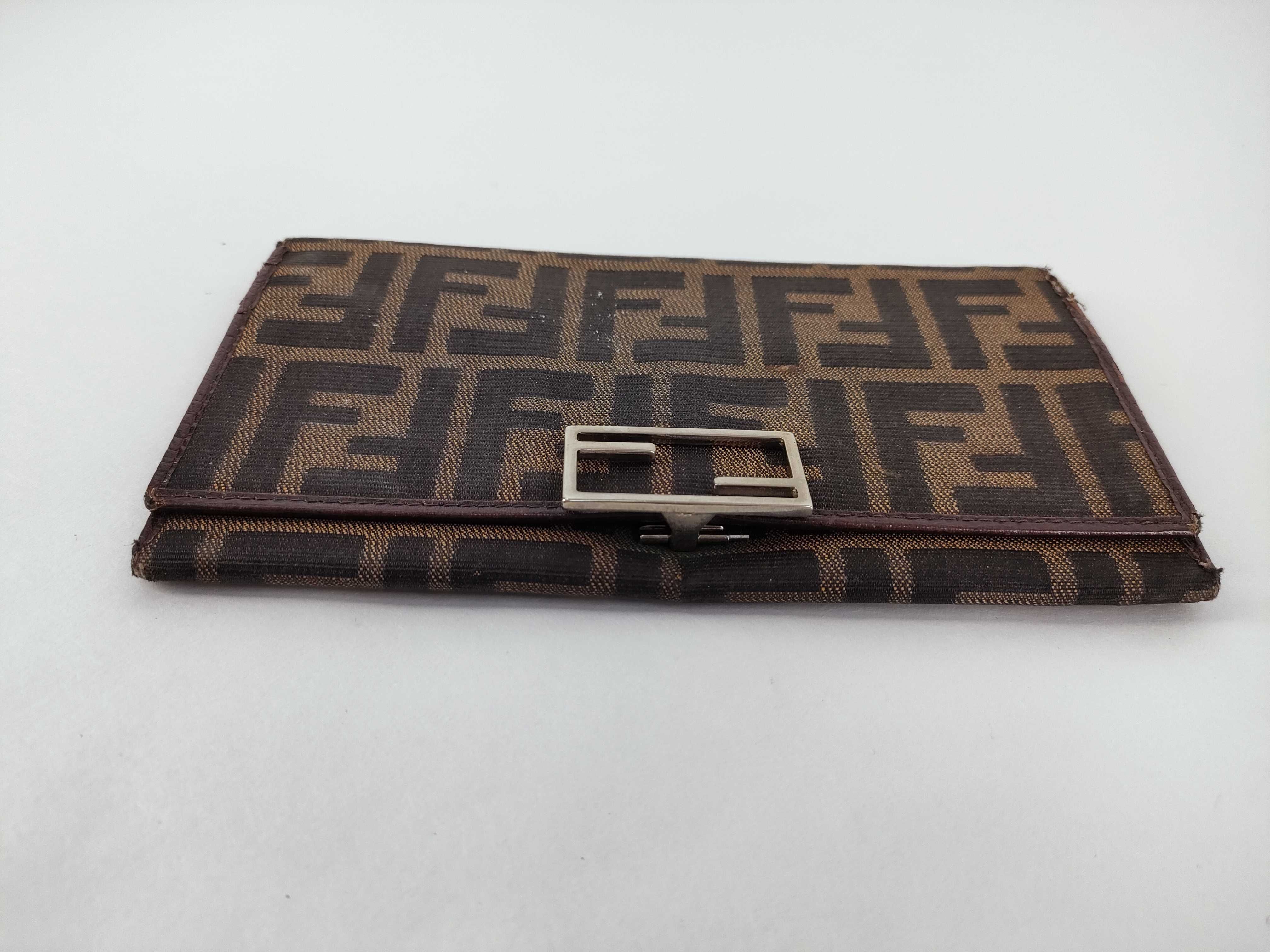 Zucca pattern trifold wallet, Zucca pattern canvas, brown wallet — view 7