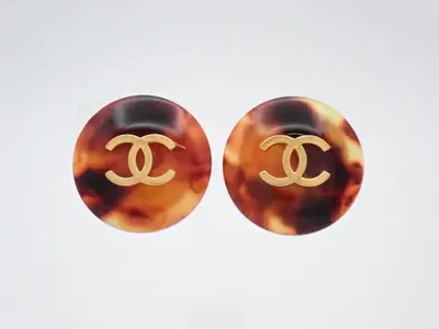Earrings, Coco Mark design, tortoiseshell, 97P