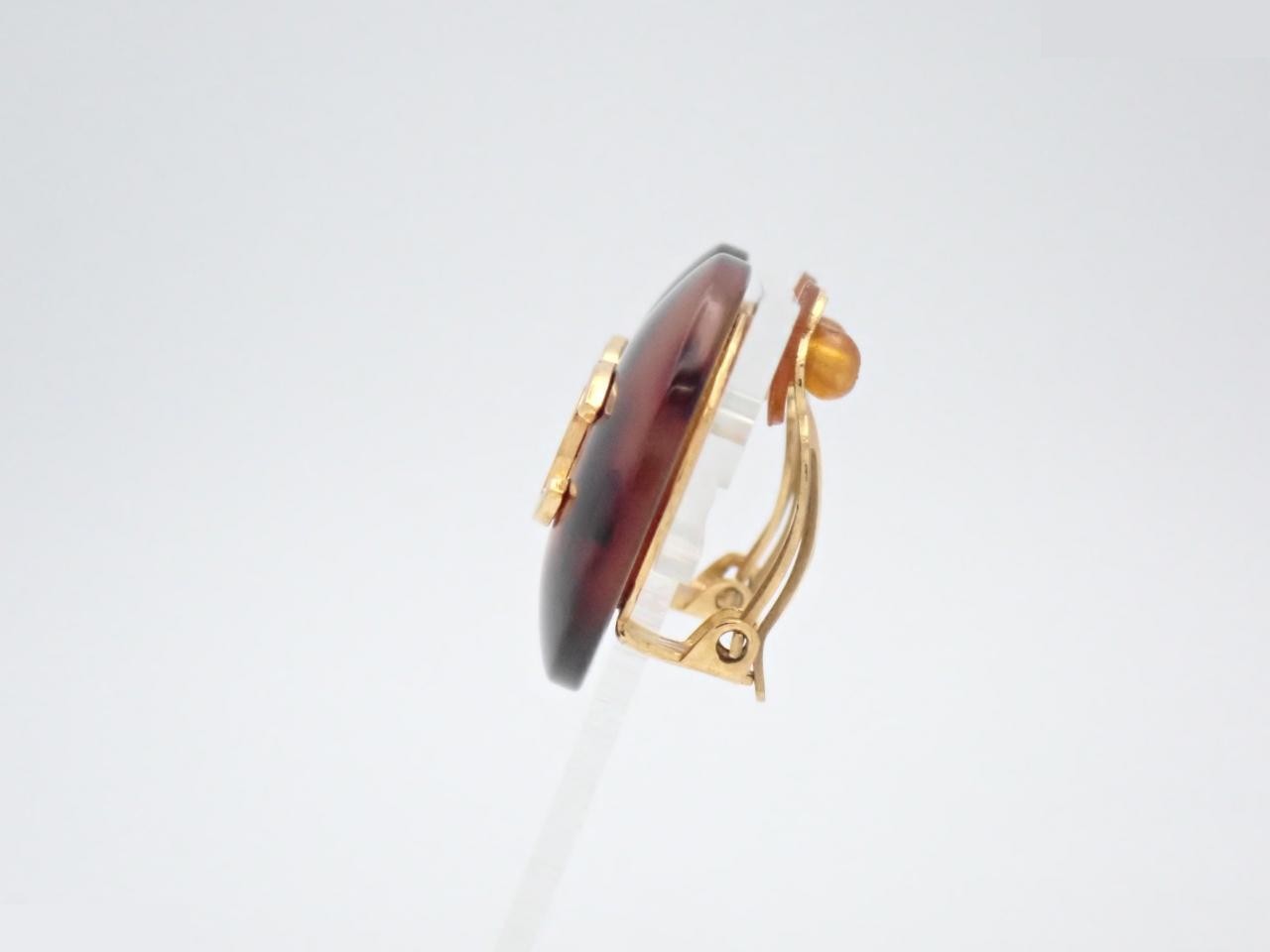 Earrings, Coco Mark design, tortoiseshell, 97P — view 3