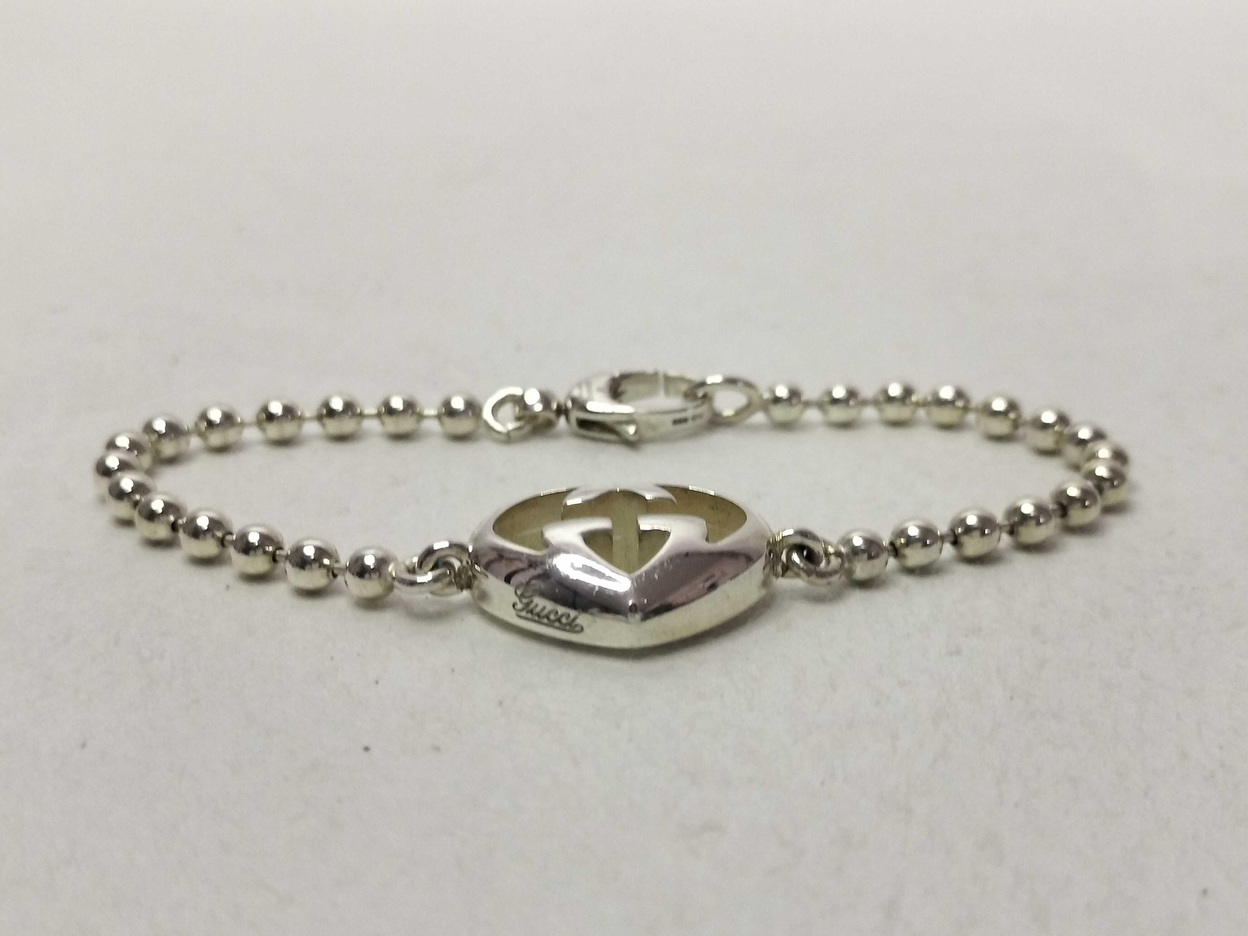 Ag925 Interlocking G Heart Ball Chain Bracelet 12.95g Accessories: Dust bag Bracelet/Bangle — view 2