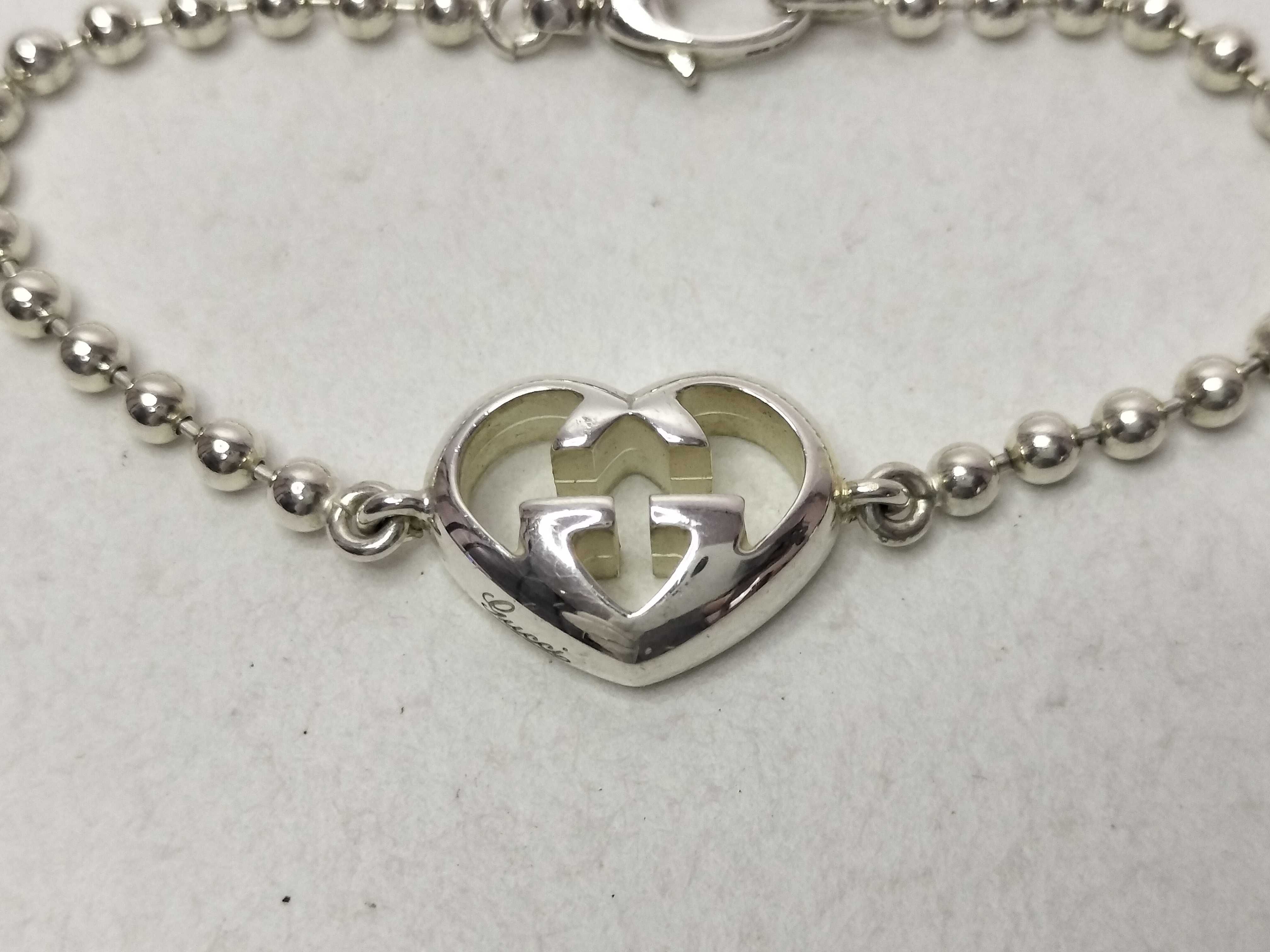 Ag925 Interlocking G Heart Ball Chain Bracelet 12.95g Accessories: Dust bag Bracelet/Bangle — view 3