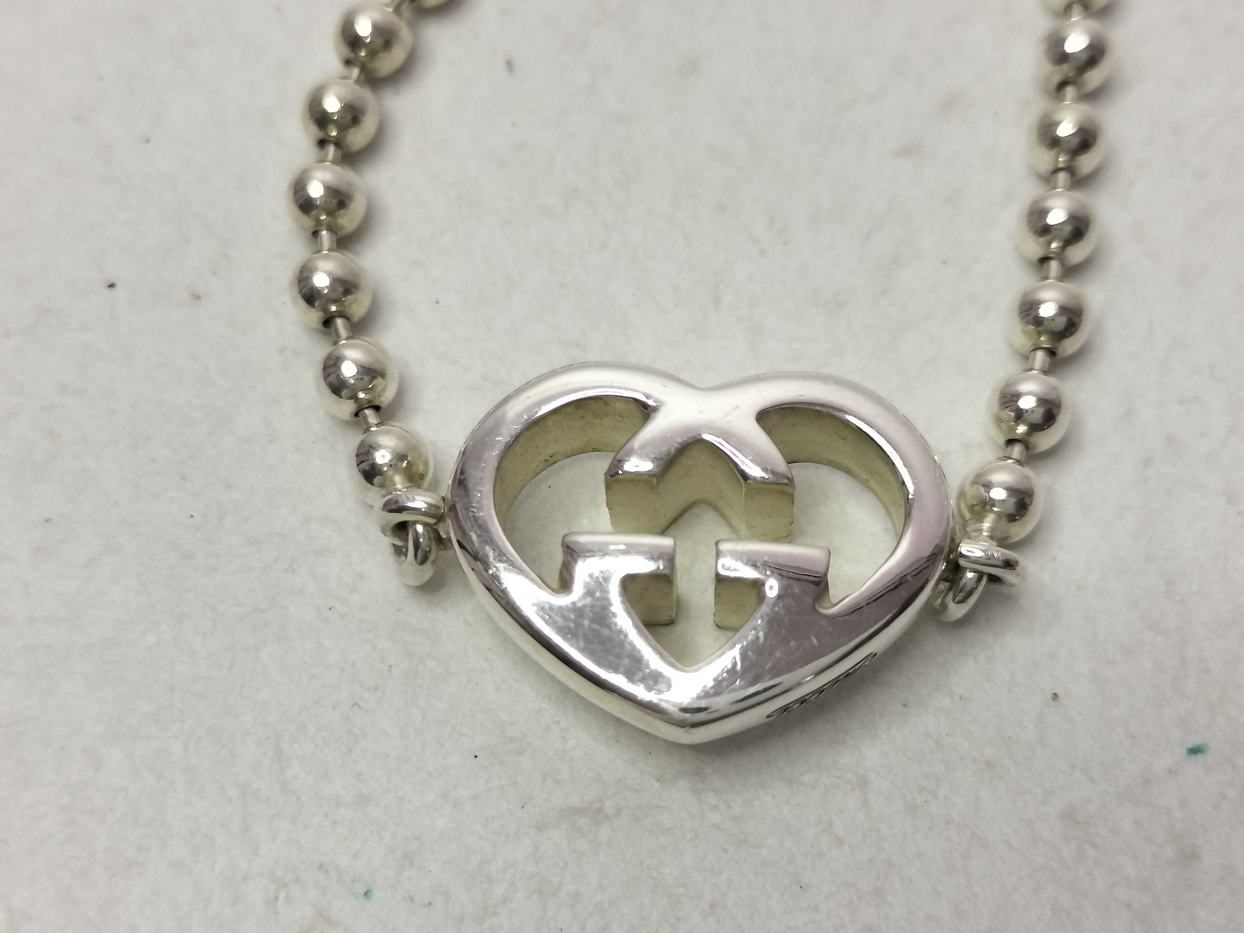 Ag925 Interlocking G Heart Ball Chain Bracelet 12.95g Accessories: Dust bag Bracelet/Bangle — view 4