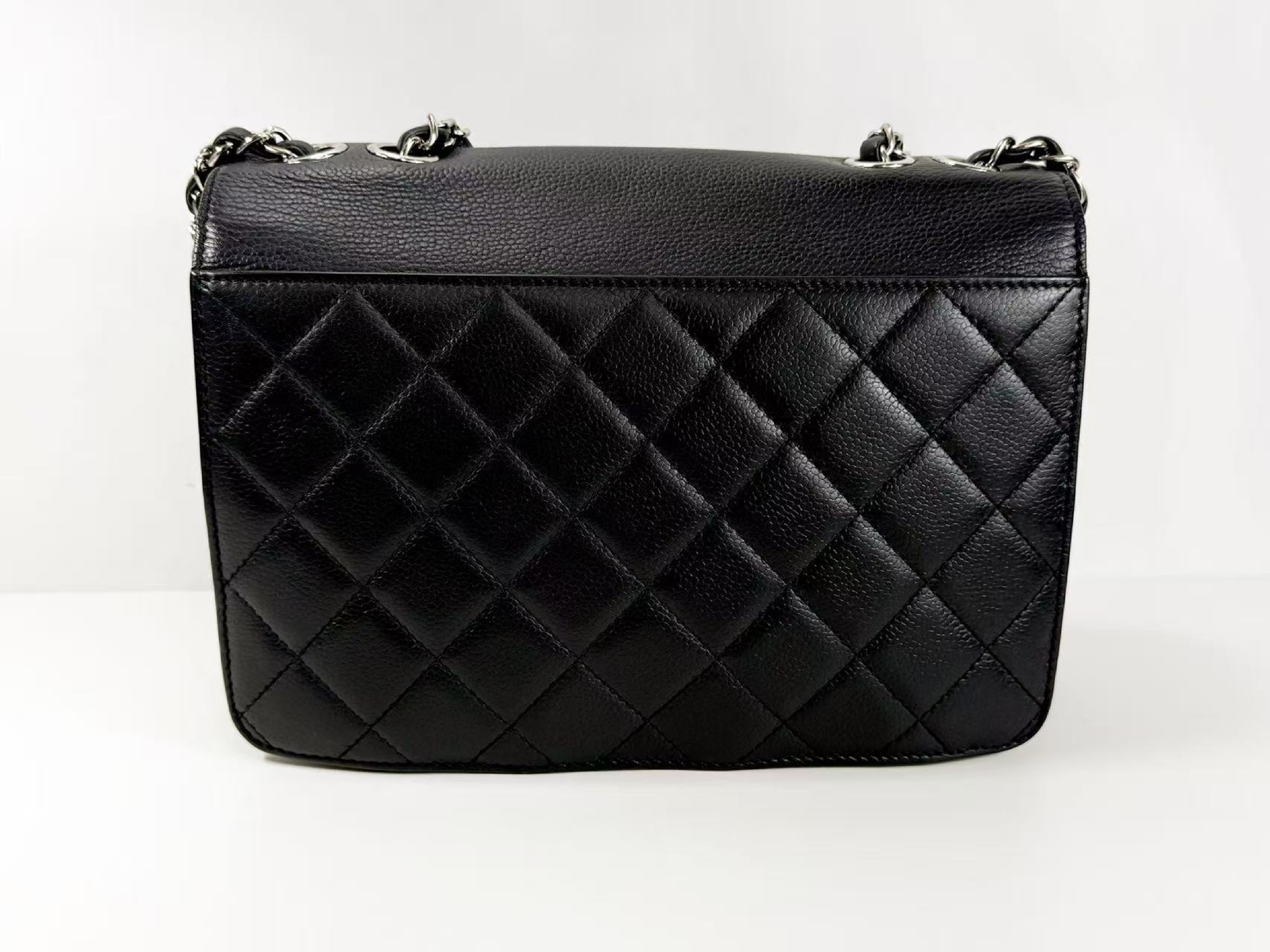 Black Caviar Skin Half Coco Matelassé Shoulder Bag, Approx. W25cm, Serial Number , with Dust Bag and Seal, Silver Hardware, Item Number 23765805 — view 3