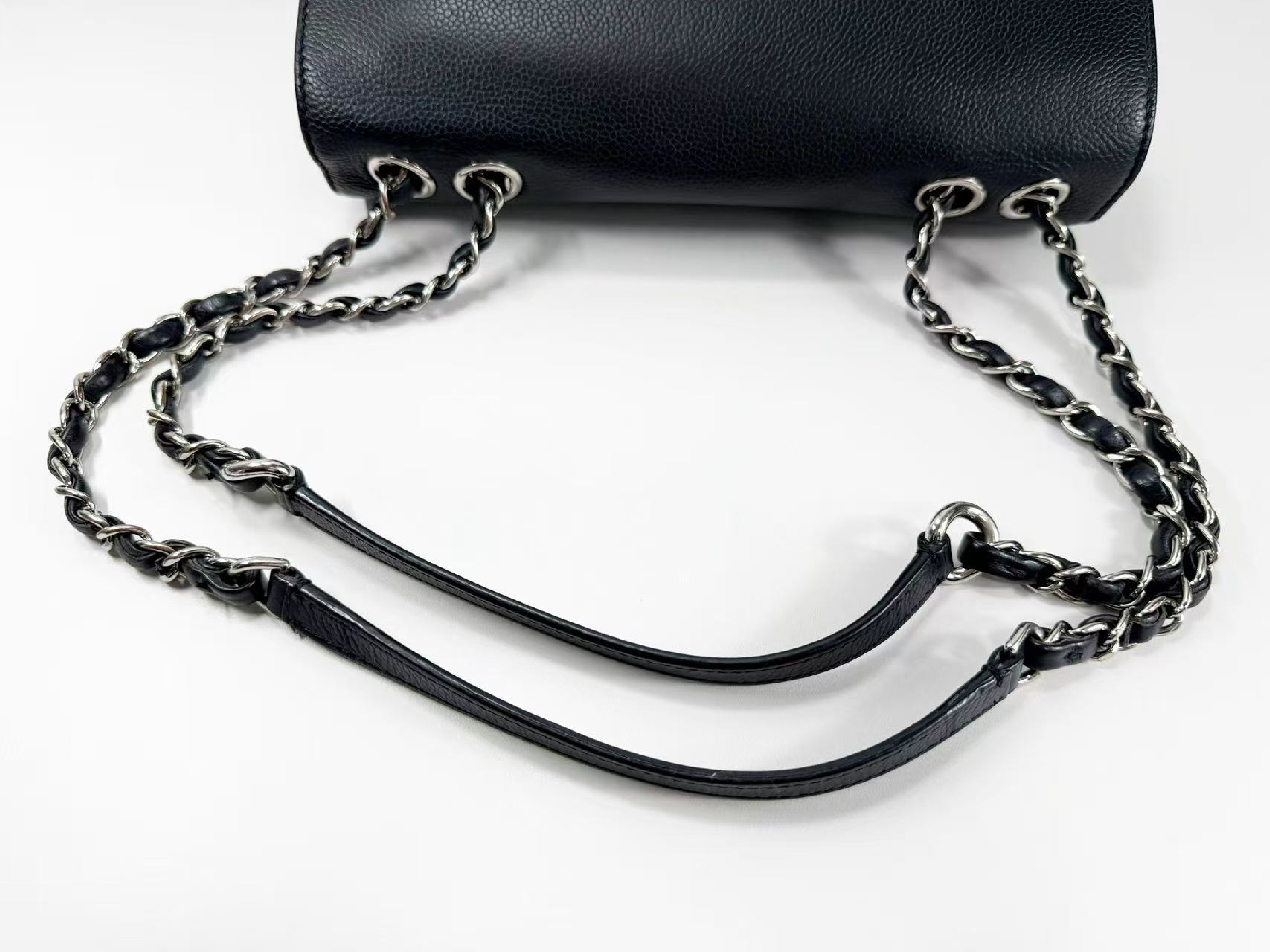 Black Caviar Skin Half Coco Matelassé Shoulder Bag, Approx. W25cm, Serial Number , with Dust Bag and Seal, Silver Hardware, Item Number 23765805 — view 8