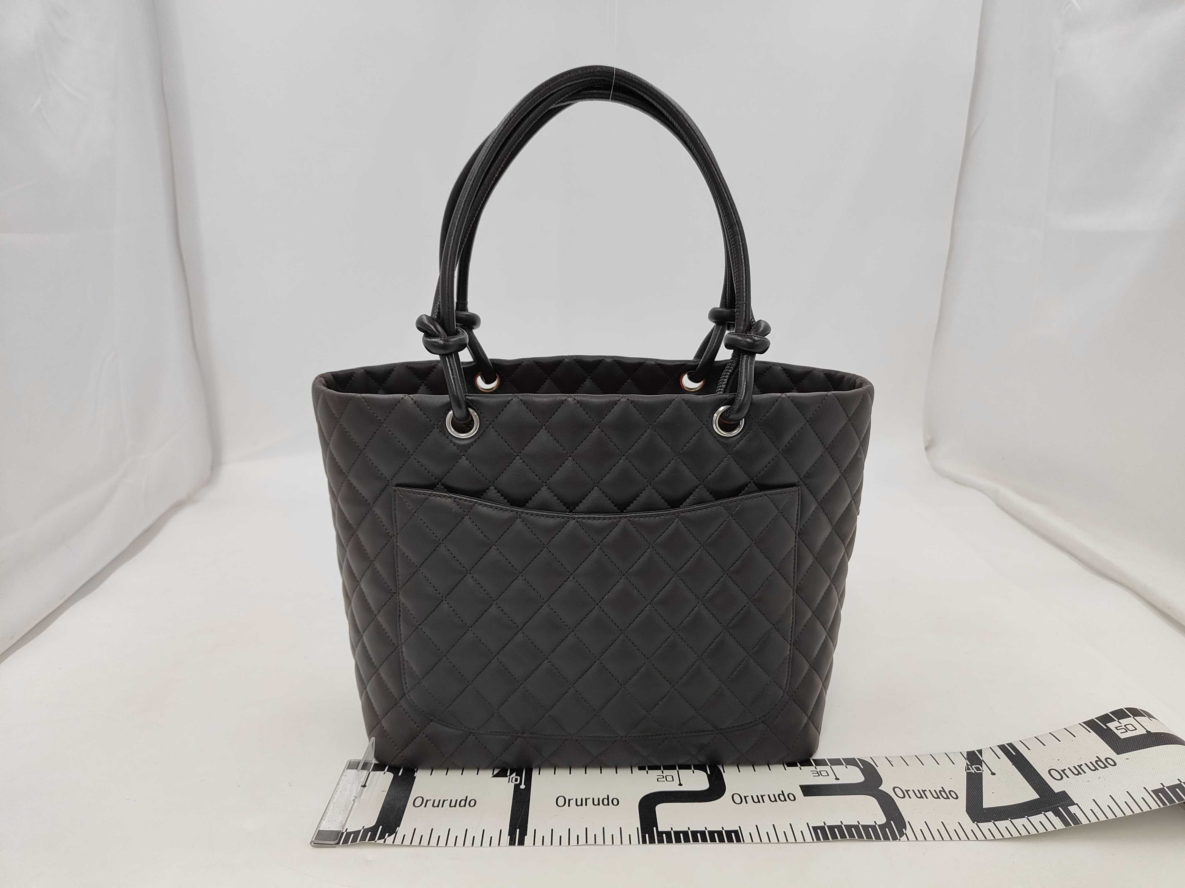 Cambon Large Tote, serial number 9, calfskin, dark brown, silver (SV) handbag — view 2