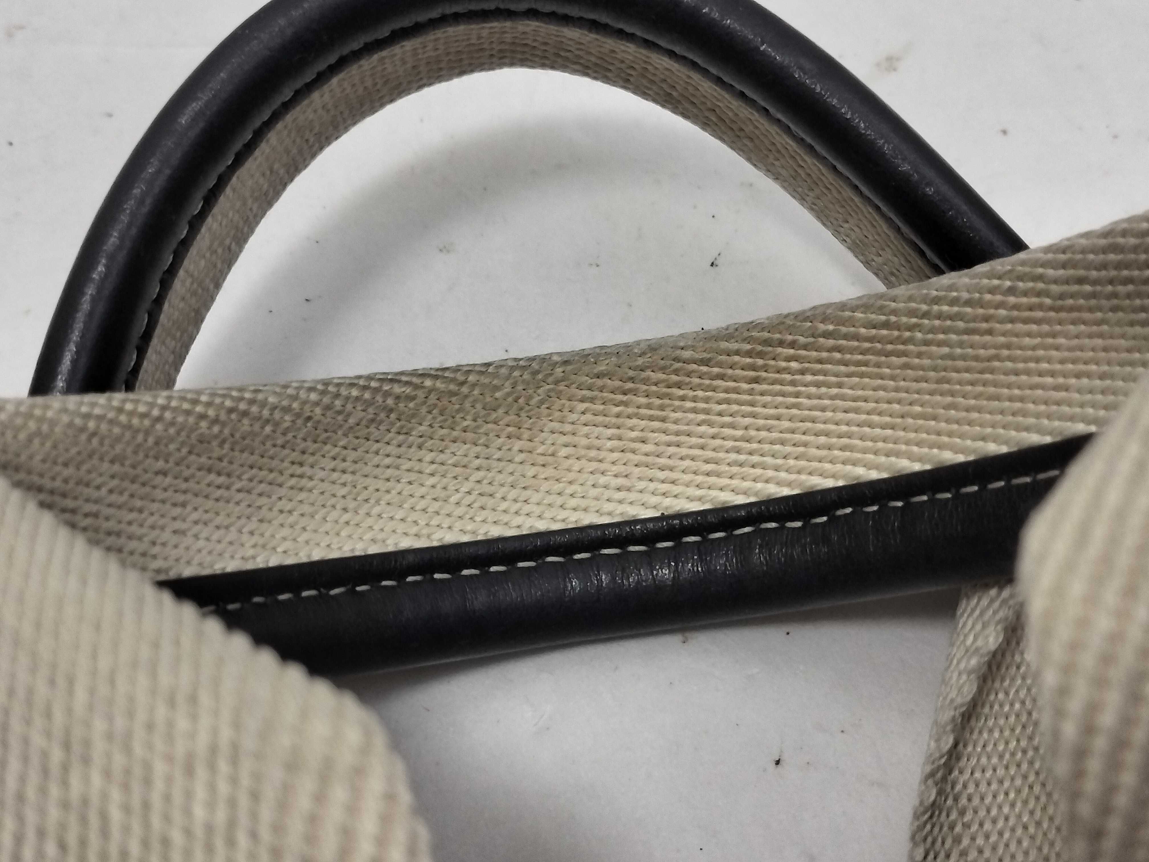 Woody Small Canvas x Leather 2-Way Handbag, Beige x Black — view 15