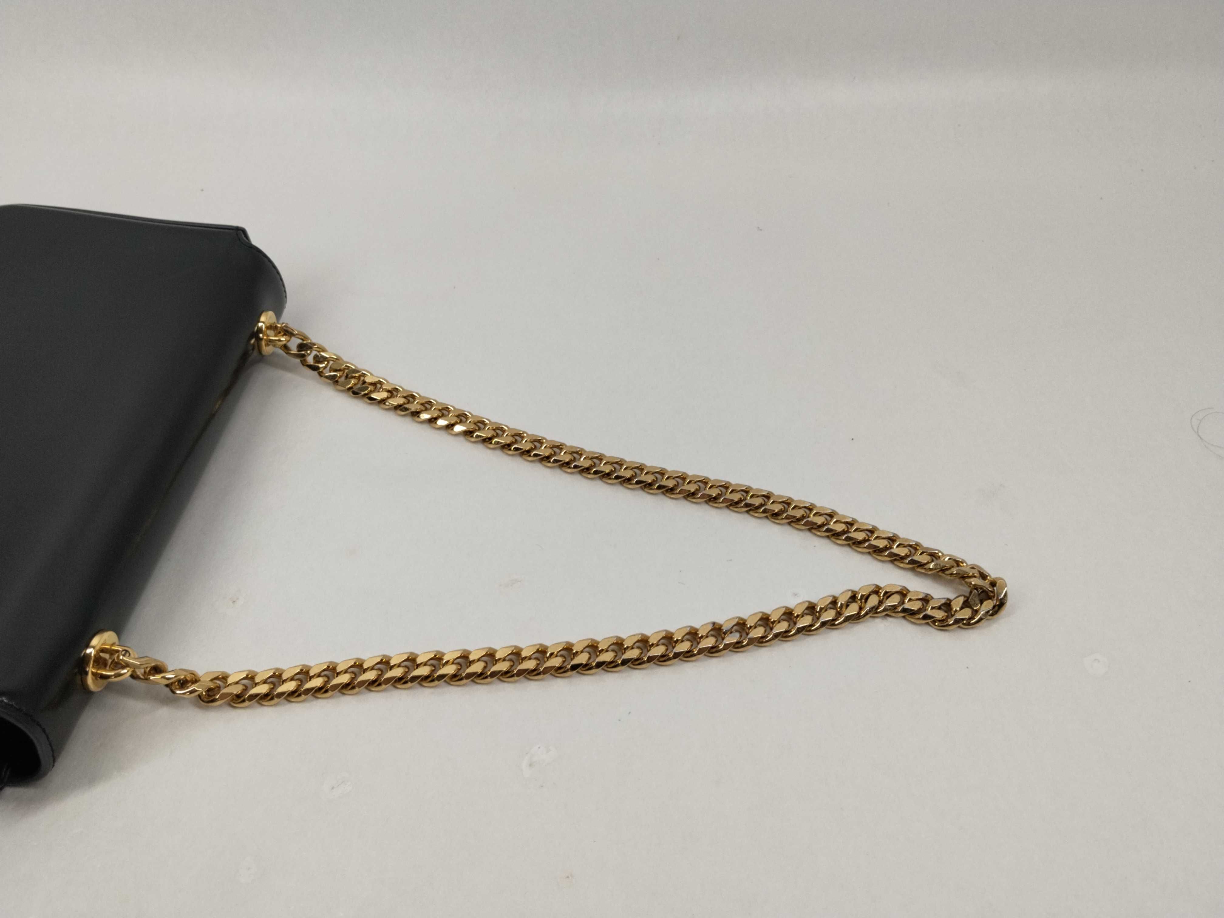 Triomphe Chain Shoulder Bag, Black Leather Shoulder Bag — view 4