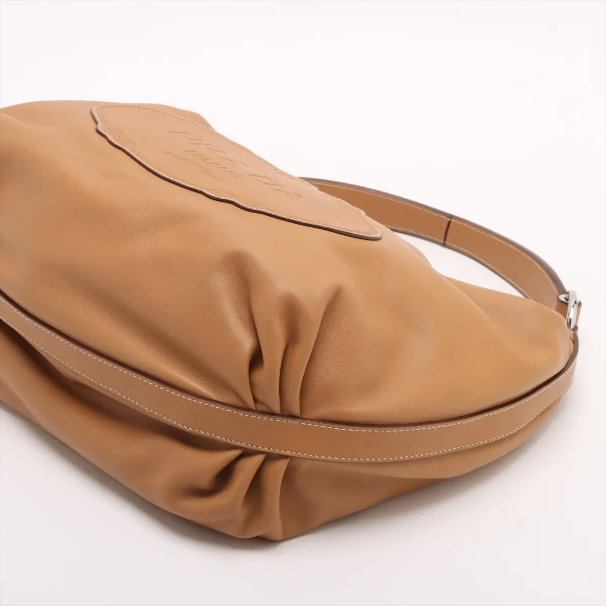 Leather Shoulder Bag, Brown BR3336 — view 3
