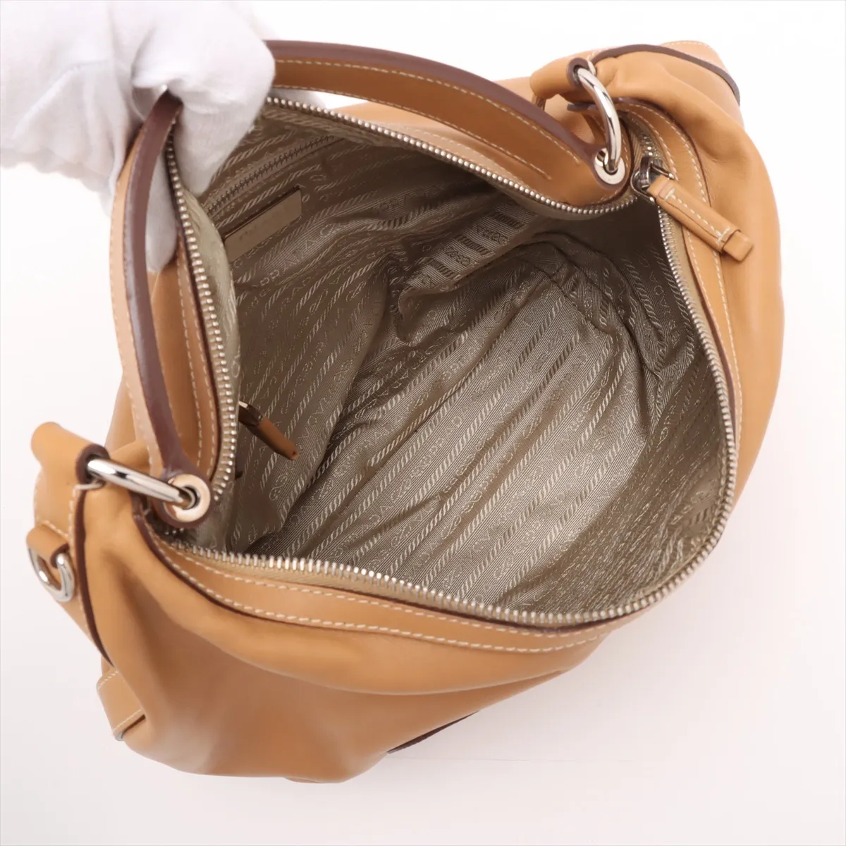 Leather Shoulder Bag, Brown BR3336 — view 7