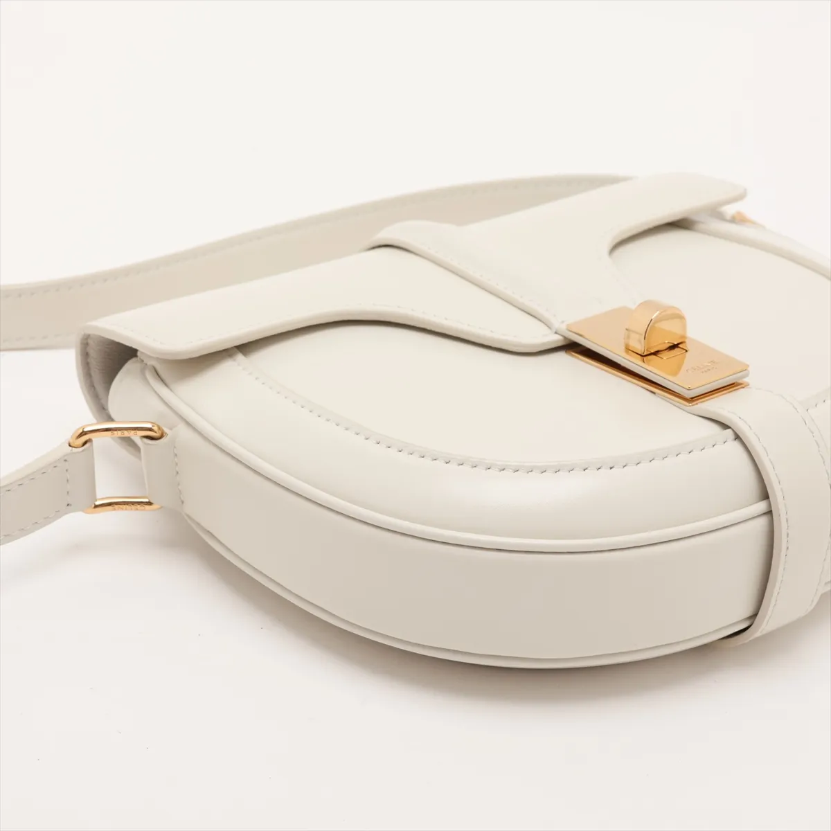 Besace 16-Case Small Leather Shoulder Bag, White — view 4