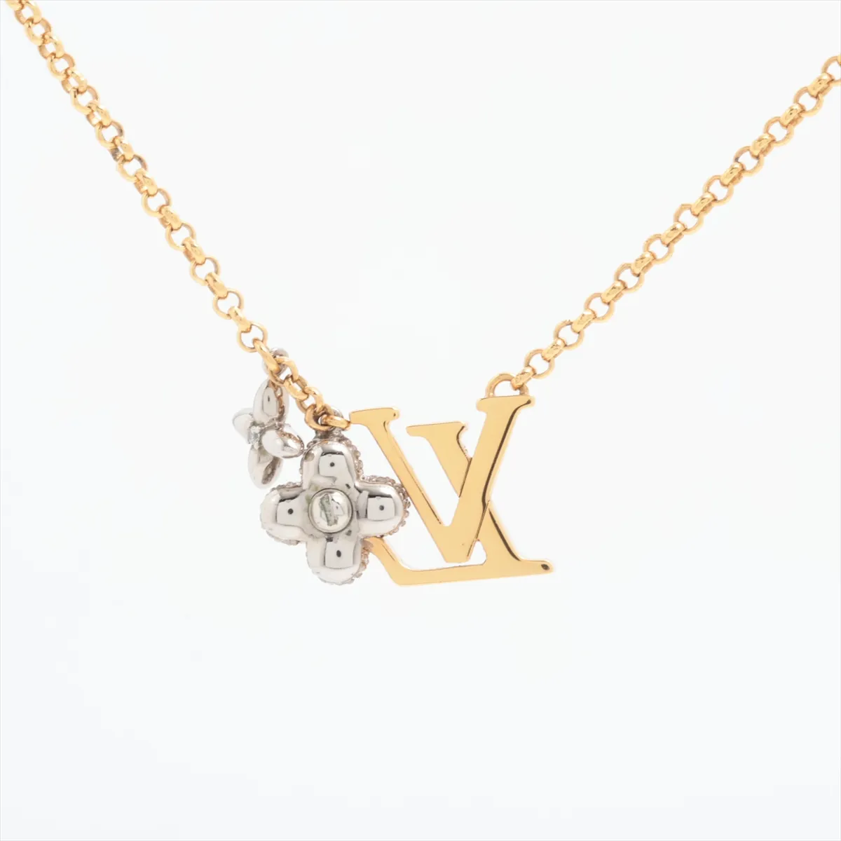 M01265 Necklace LV Glam Pendant TE4213 Necklace GP x Rhinestone Gold — view 2