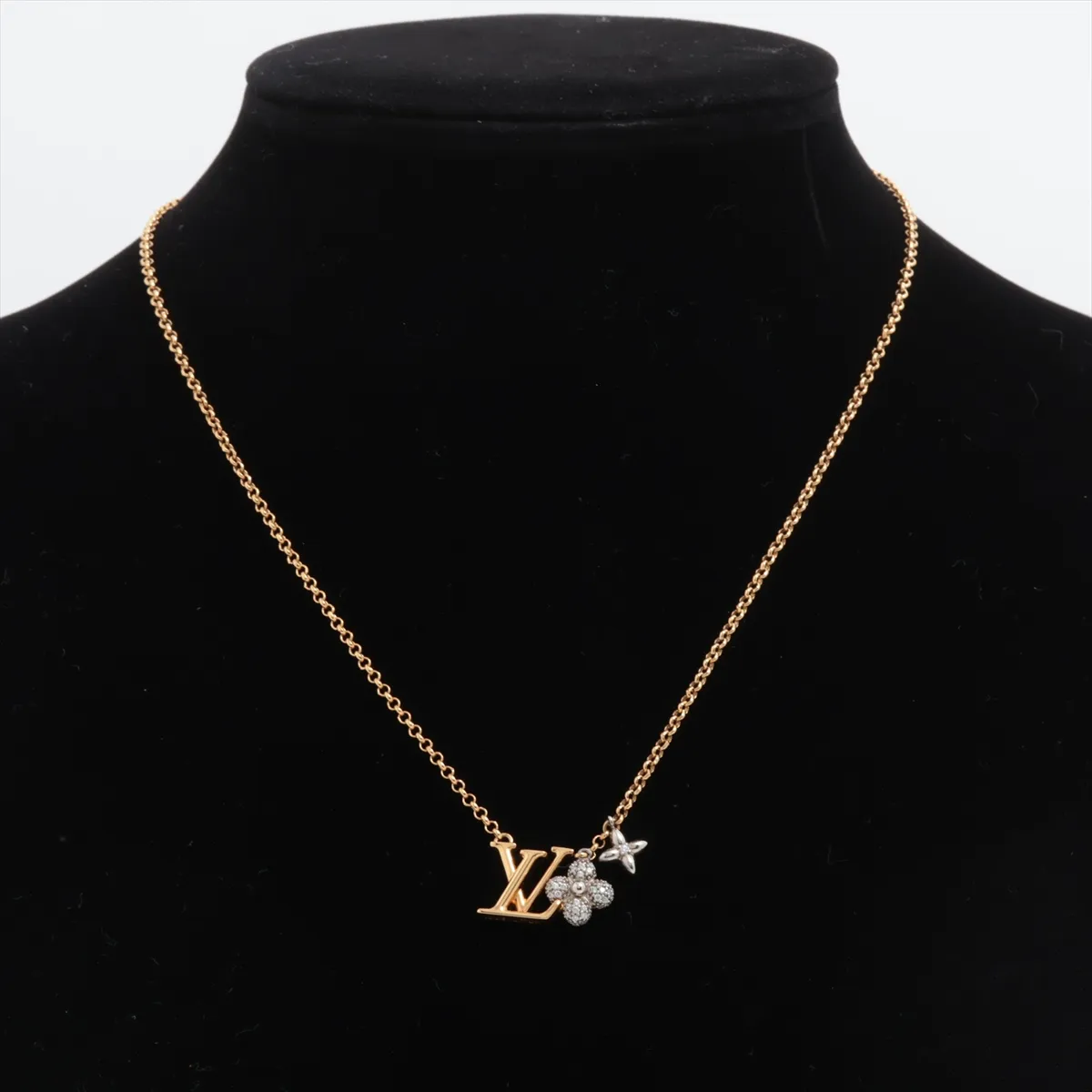 M01265 Necklace LV Glam Pendant TE4213 Necklace GP x Rhinestone Gold — view 5
