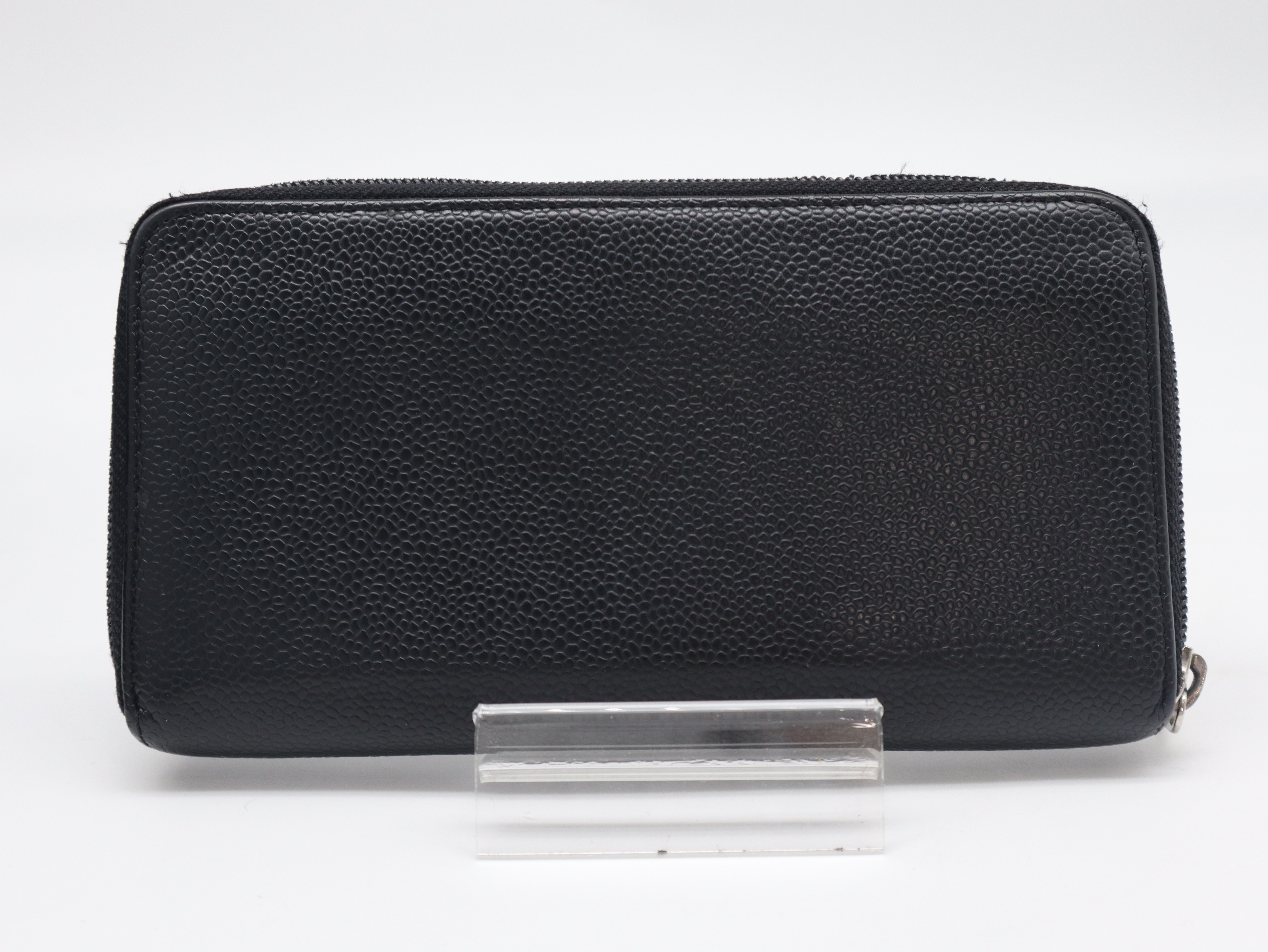Caviar Skin Round Zip Wallet with Coco Mark, Black, Seal, Card, 16471678, Box and Guarantee Included. — view 2