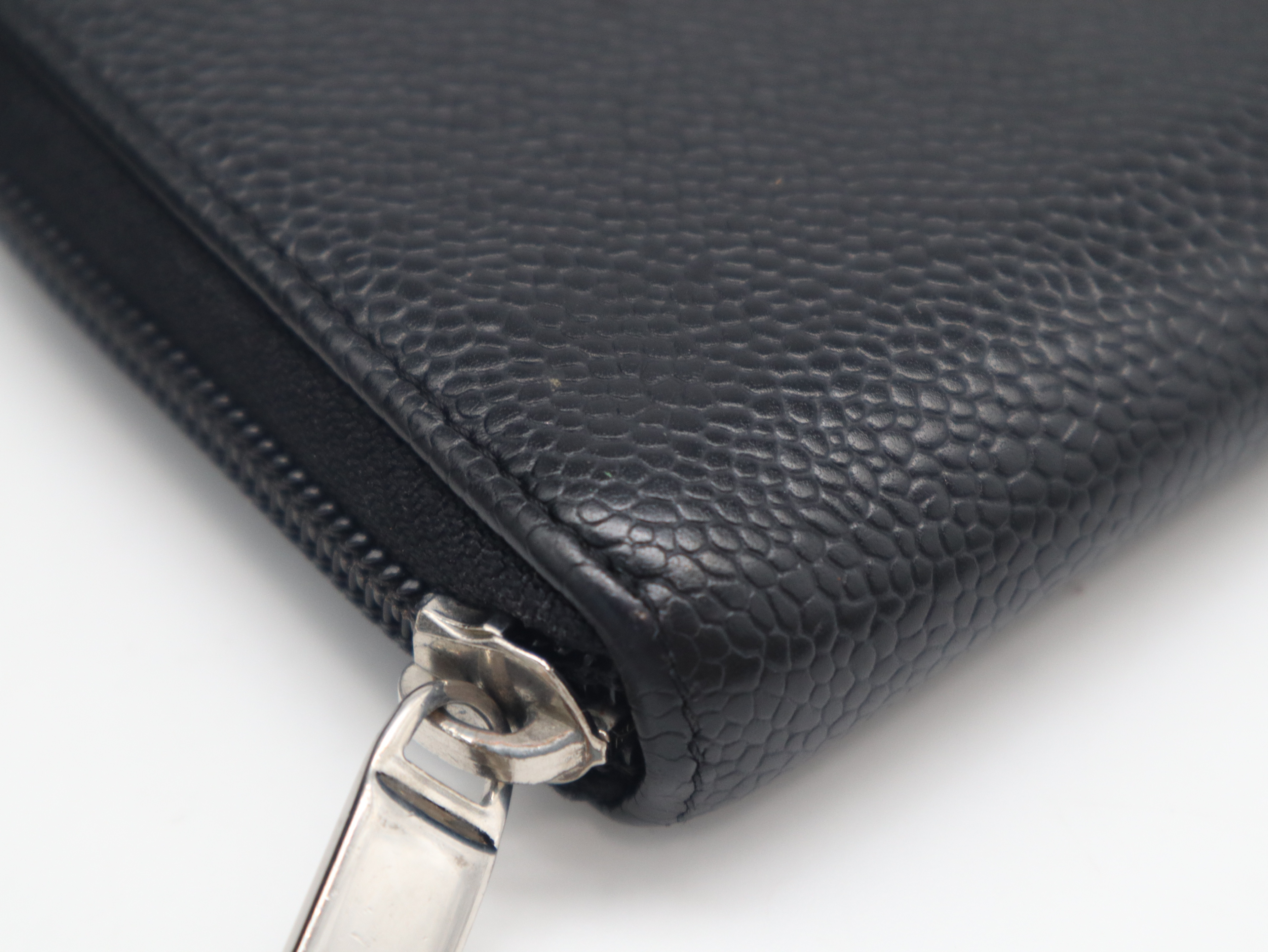 Caviar Skin Round Zip Wallet with Coco Mark, Black, Seal, Card, 16471678, Box and Guarantee Included. — view 7