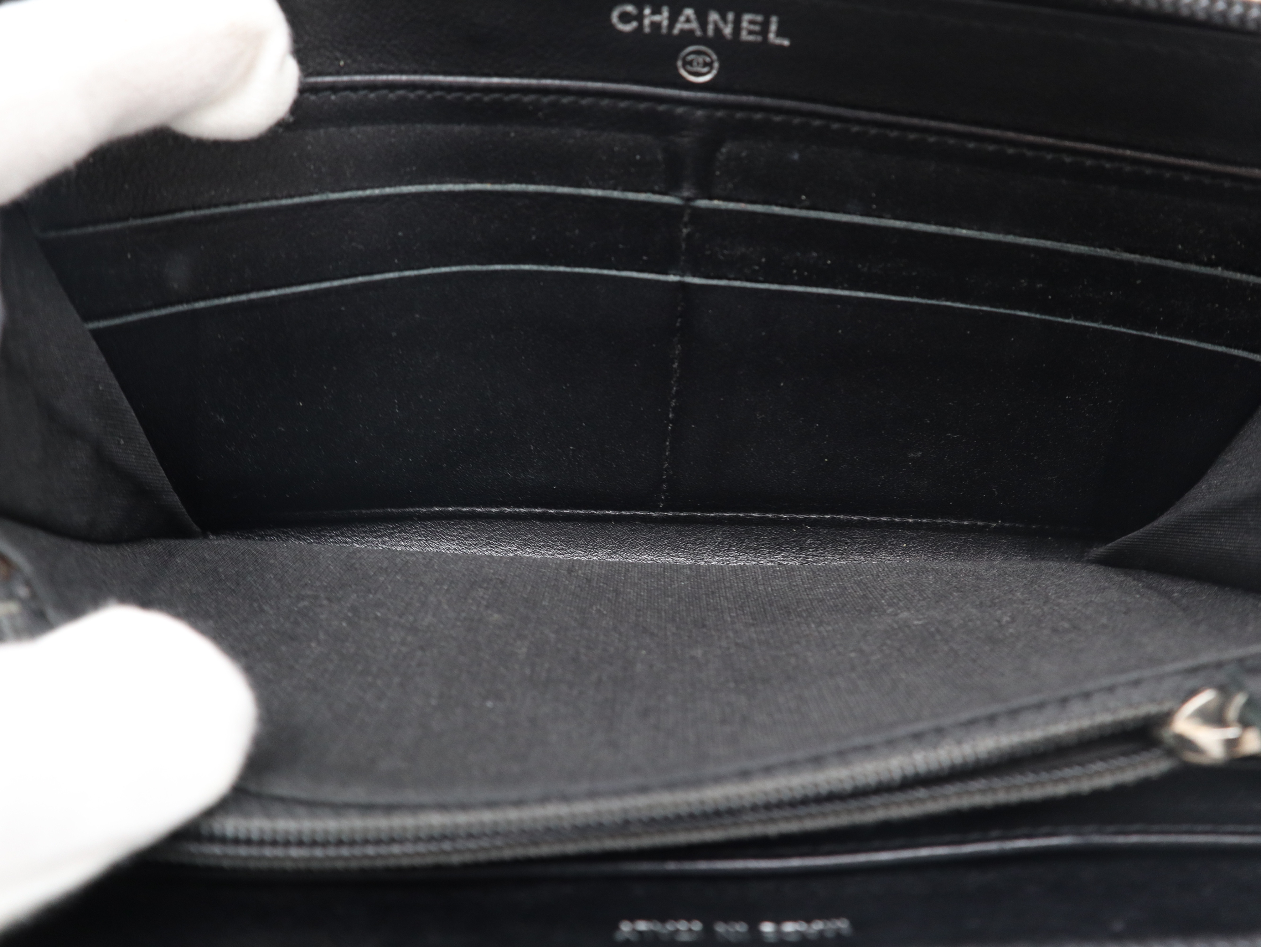 Caviar Skin Round Zip Wallet with Coco Mark, Black, Seal, Card, 16471678, Box and Guarantee Included. — view 9