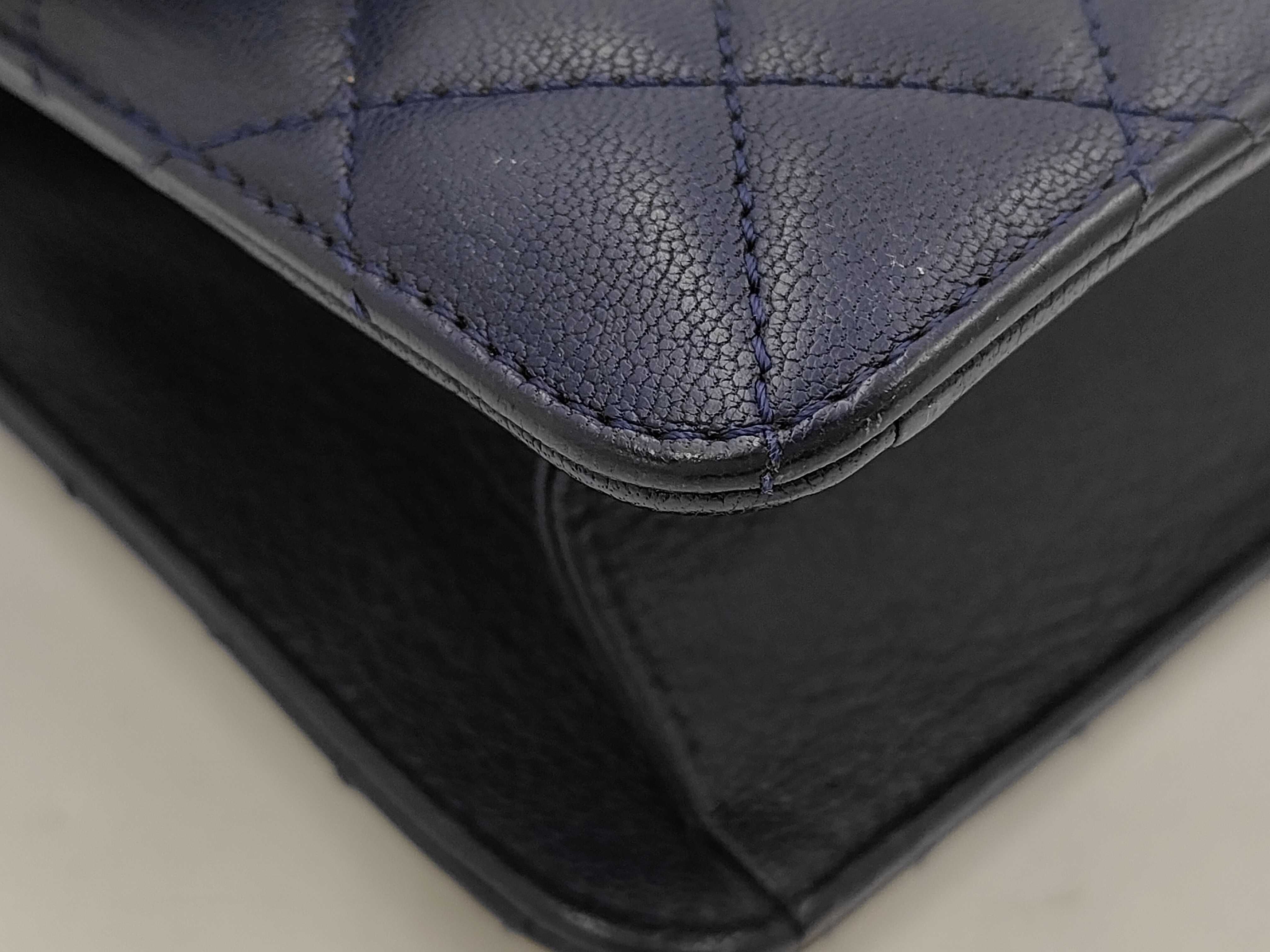 Matelassé CC University Chain Shoulder Bag, Silver Hardware, Navy, Serial Number , A93537, with original seal. — view 3