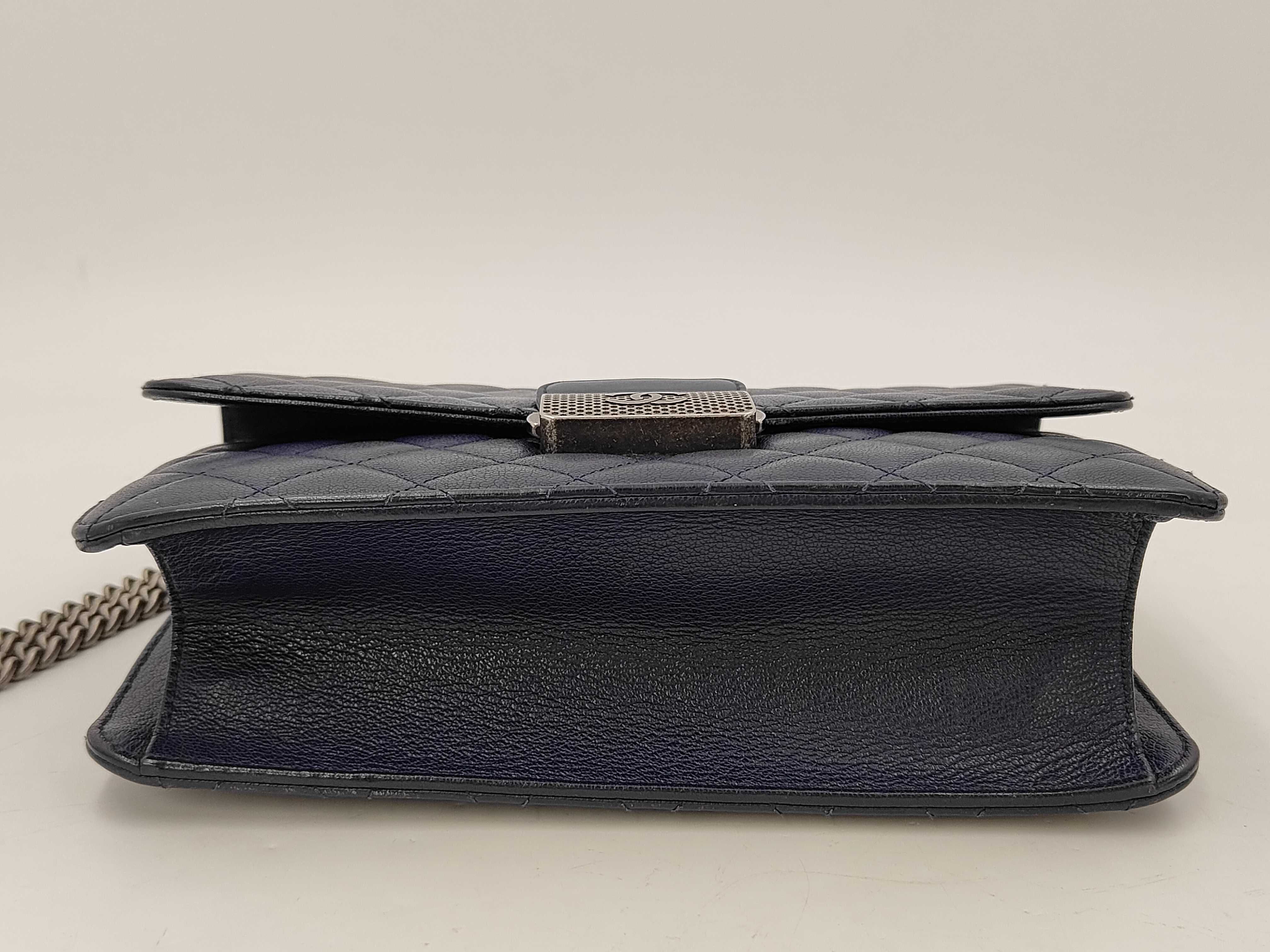 Matelassé CC University Chain Shoulder Bag, Silver Hardware, Navy, Serial Number , A93537, with original seal. — view 4