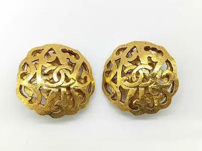 Earrings, Coco Mark Circle Gold Earrings