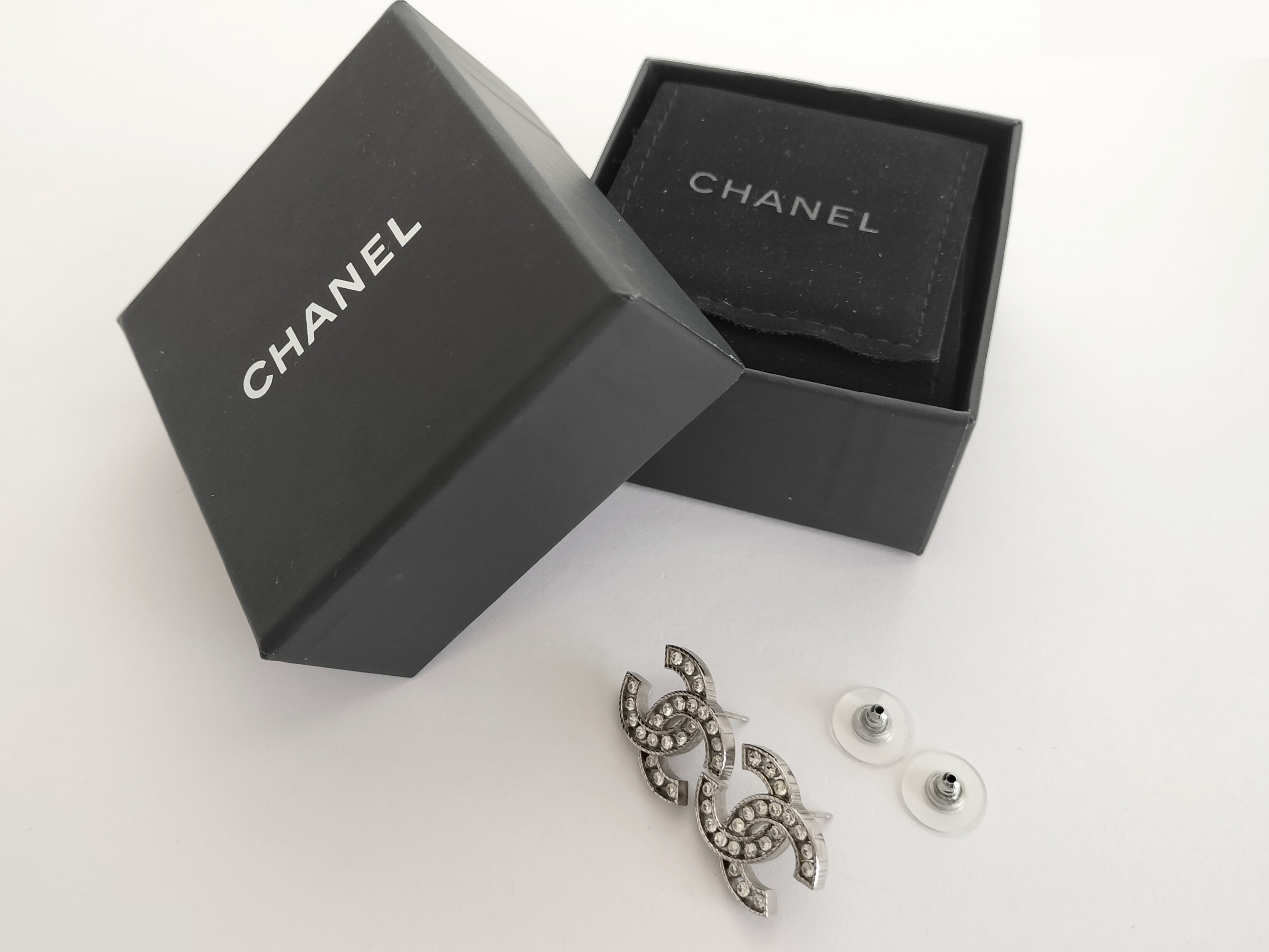 Coco Rhinestone Silver Earrings — view 2
